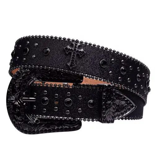 VIBE Diamond Cowboy Fashion PU Leather Belt Size ONE SIZE - 1 Thumbnail