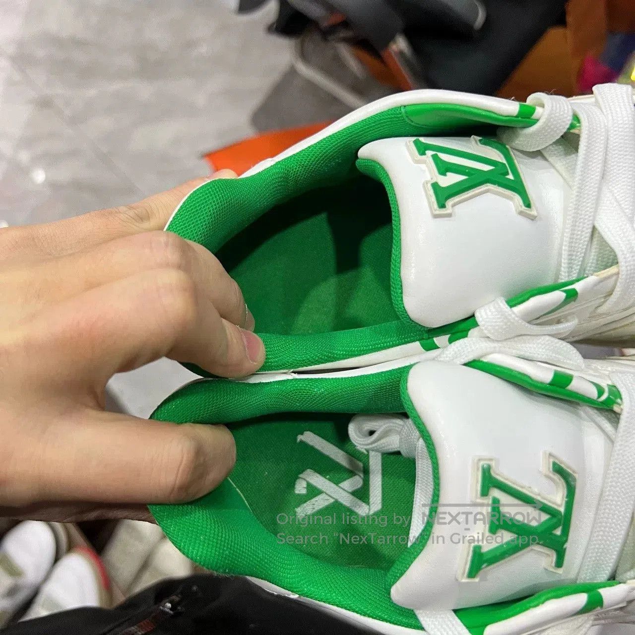 Louis Vuitton LV Trainer White Green Logo. Size US 8 / EU 41 - 6 Thumbnail