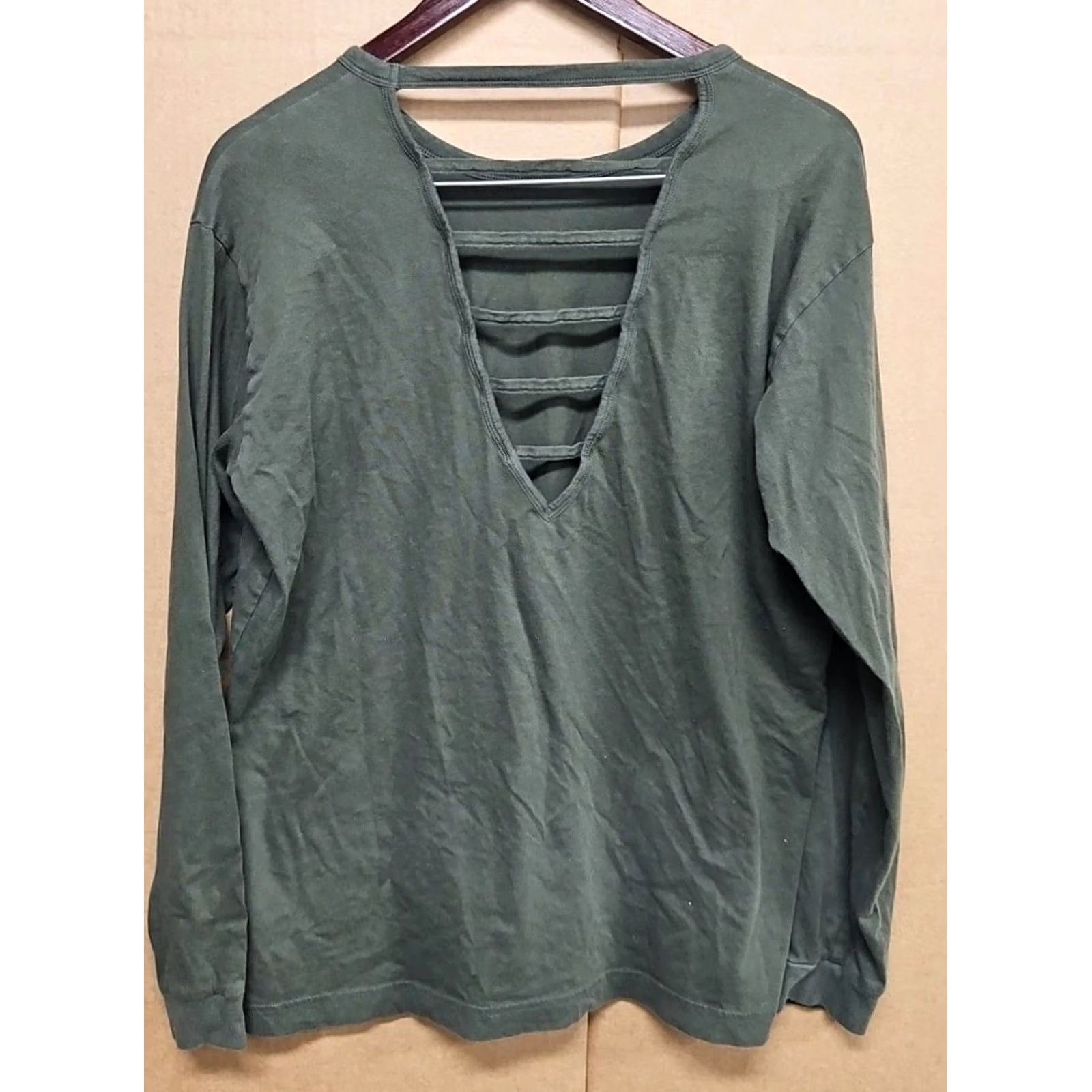 Vintage Victoria's Secret PINK Y2K Olive Green Long Sleeve Open Back Ladder Top Small Size L / US 10 / IT 46 - 5 Thumbnail