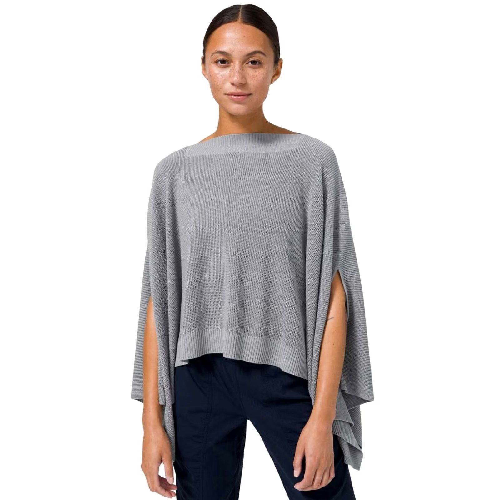 Lululemon VINTAGE Lululemon Forward Flow Cape Womens One Size Asymmetrical Hem Wrap Pullover Gray Size ONE SIZE - 2 Thumbnail