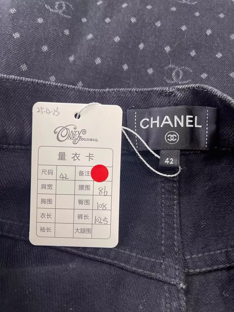 Chanel Chanel Black full logo wide-leg jeans Size 27" / US 4 / IT 40 - 4 Thumbnail