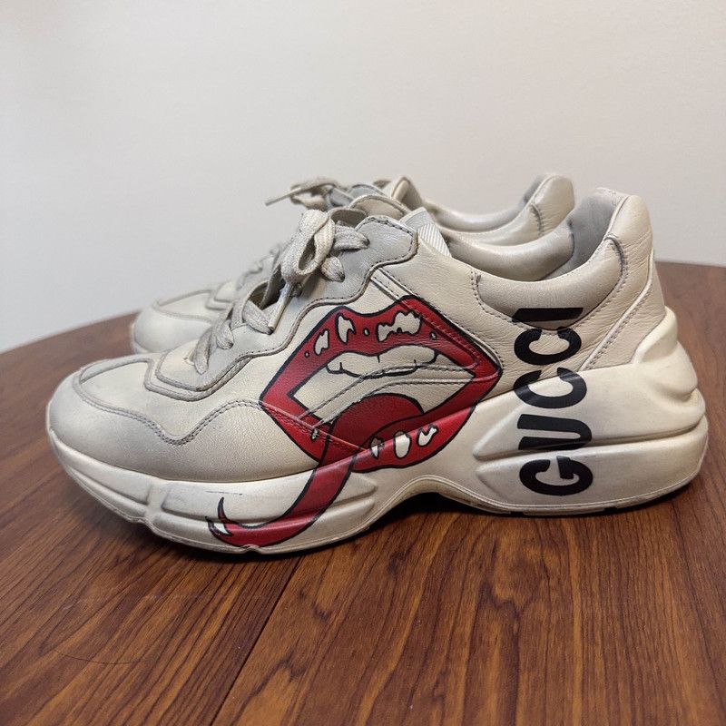 Gucci Gucci Rhyton Leather Lips Print Sneakers 0079 Size US 7.5 / EU 40-41 - 1 Thumbnail