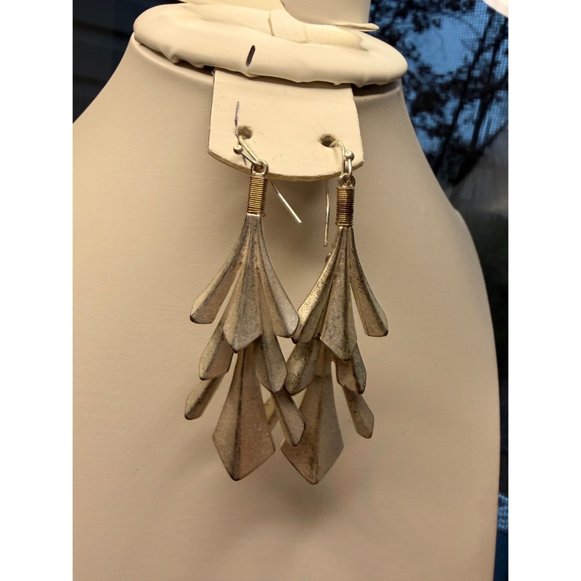 Other Silver-Tone Layered Drop Earrings With Geometric Design For Size ONE SIZE - 6 Thumbnail