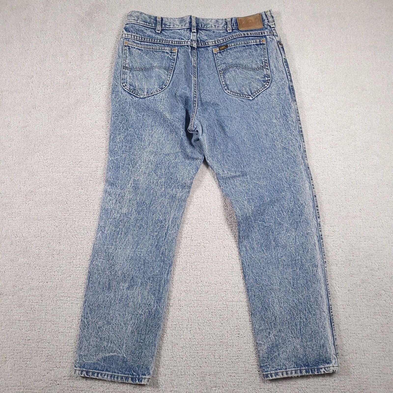 Lee Vtg 80s Lee Jeans Mens 36x30 Acid Wash Union Made In USA Size US 35 - 2 Thumbnail