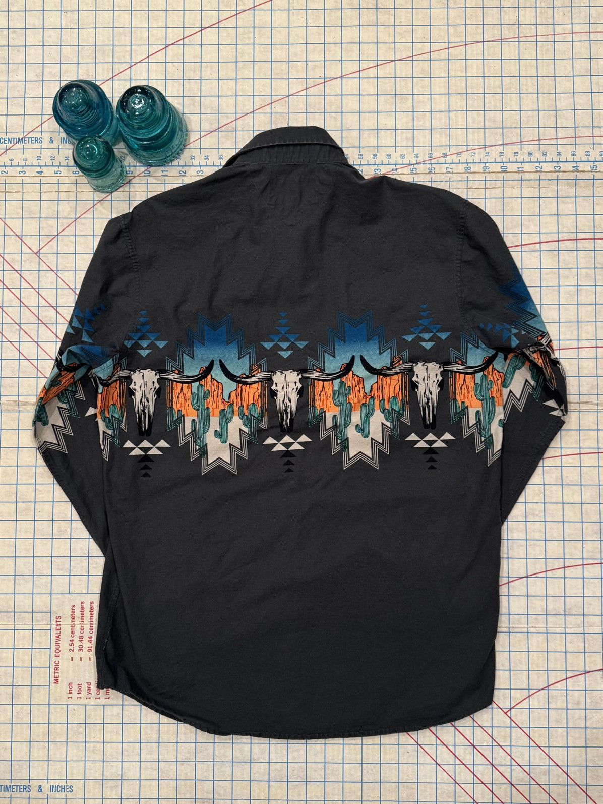 Panhandle Slim Panhandle Mens Navajo Skull Print Pearl Snap Western Shirt L Size US L / EU 52-54 / 3 - 6 Thumbnail