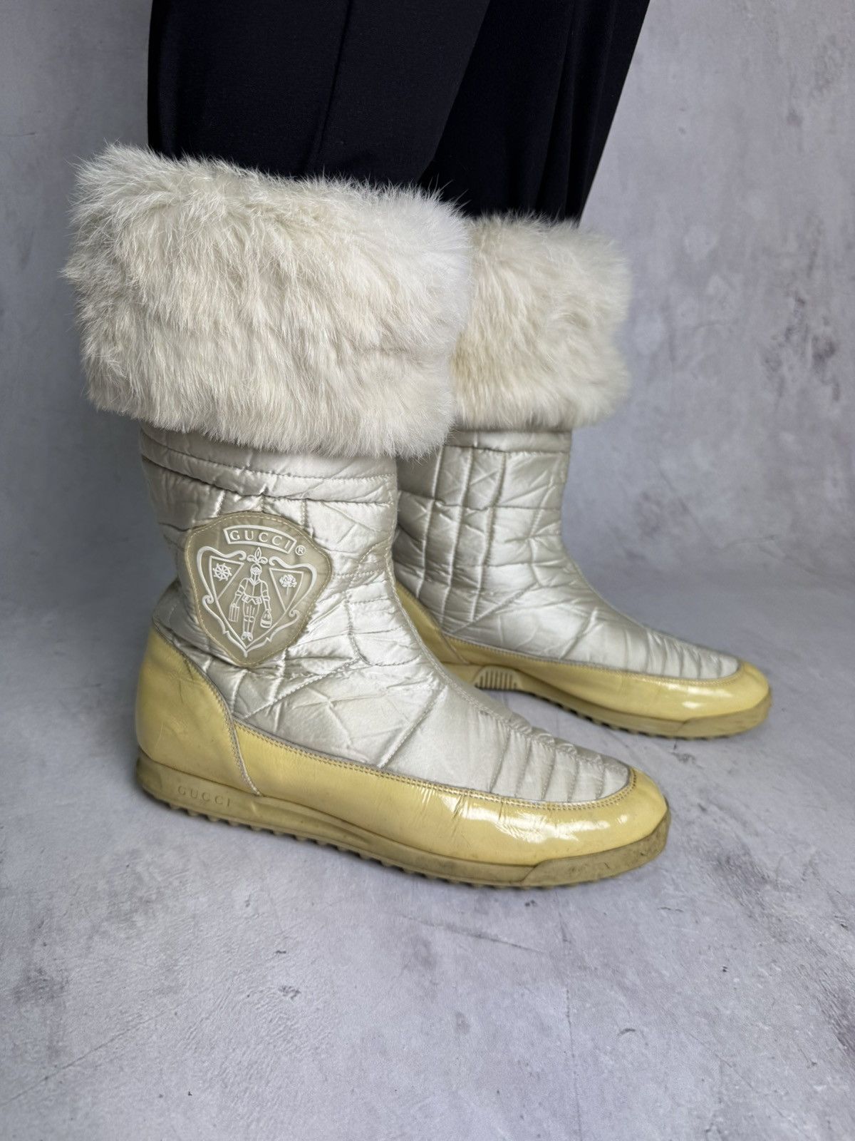 Gucci Gucci Fur Trim Quilted Winter Boots Wide Relaxed Fit Size US 10.5 / IT 40.5 - 11 Thumbnail