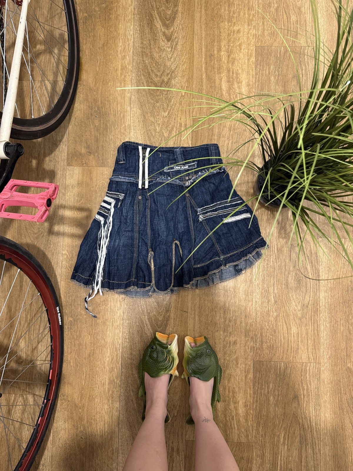 Vintage 💮MARITHE FRANCOIS GIRBAUD STYLE AVANT GARDE DENIM SKIRT💮 Size 24" / US 00 / IT 34 - 1 Thumbnail