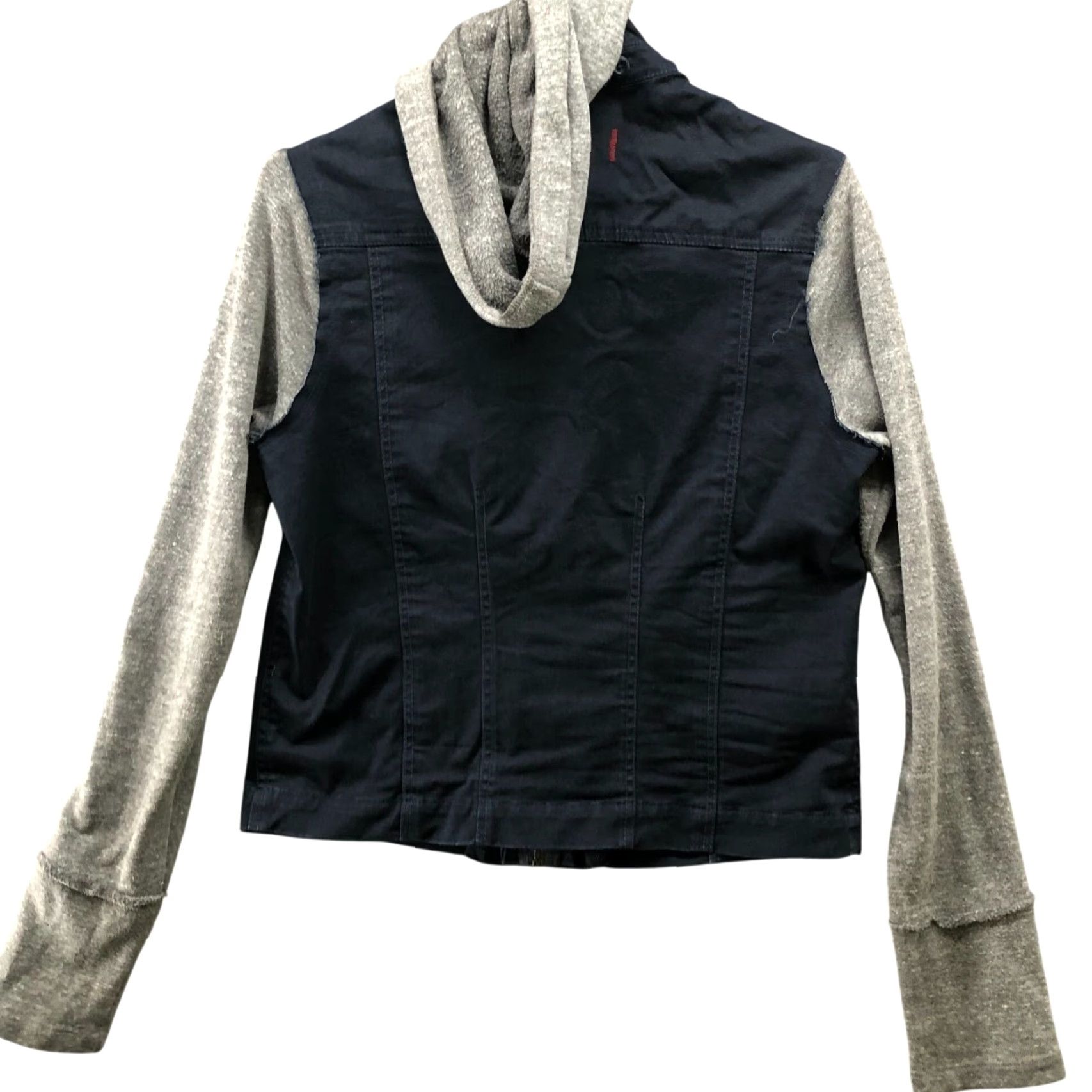 Vintage Ron Herman Utility Jacket Womens M Navy Blue Hooded Mixed Media Fleece Cotton Jacket Size M / US 6-8 / IT 42-44 - 2 Thumbnail