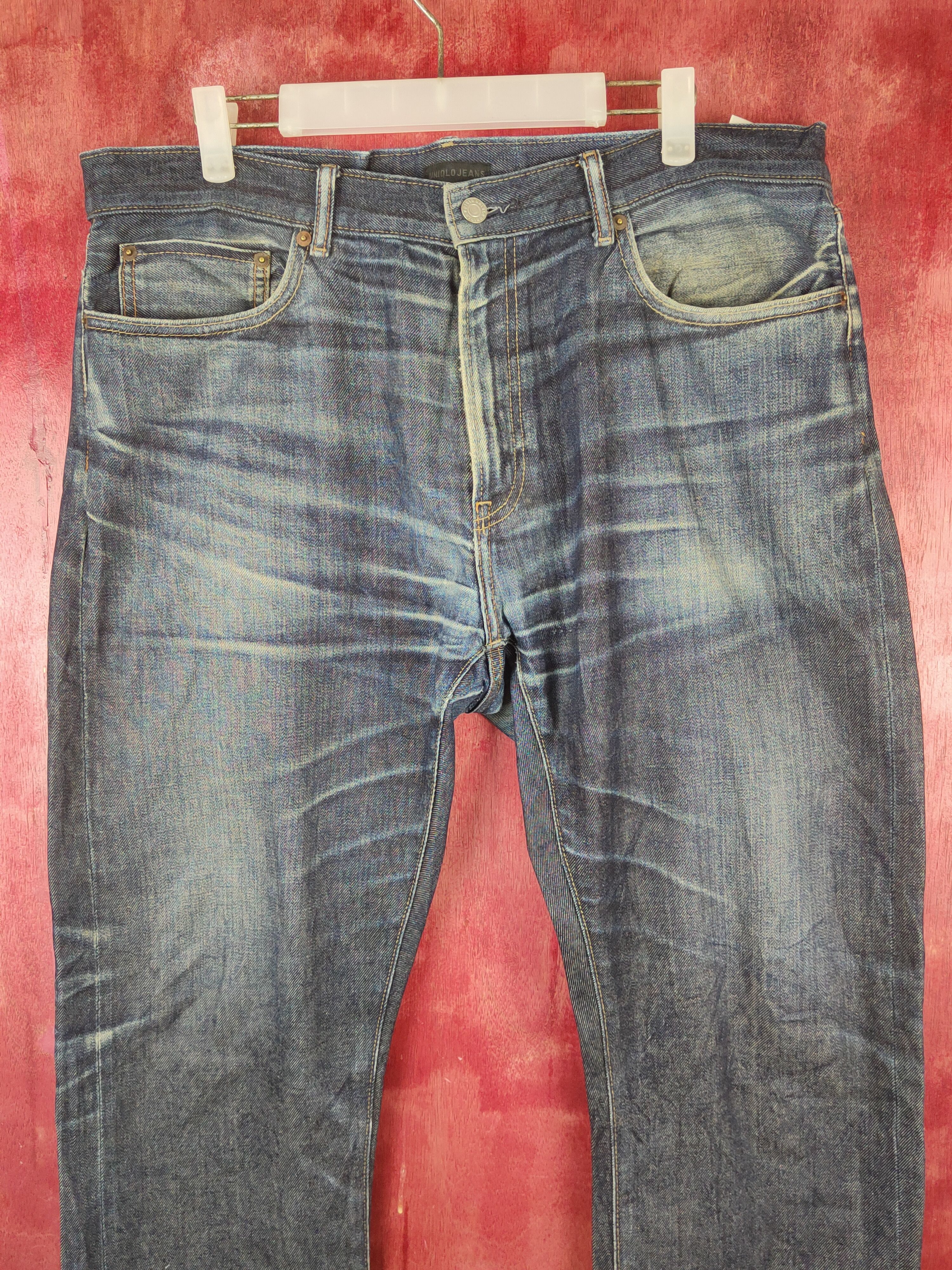 Japanese Brand Uniqlo Dark Blue Distressed Ripped Jeans #S1656 Size US 36 / EU 52 - 2 Thumbnail