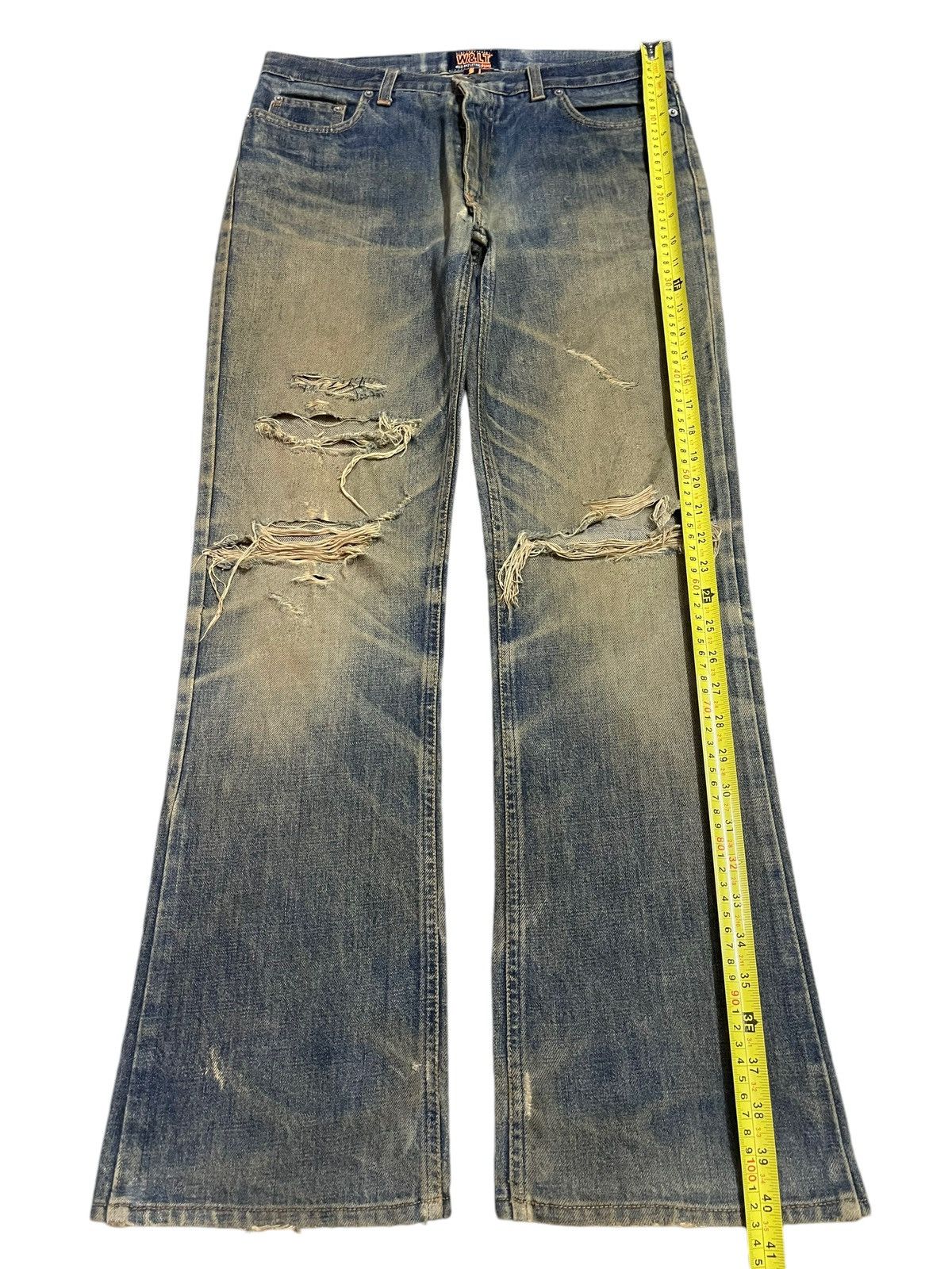 W&LT Vintage W&LT Kiss The Future Mud Wash Distress Bootcut Jeans Size US 32 / EU 48 - 15 Thumbnail