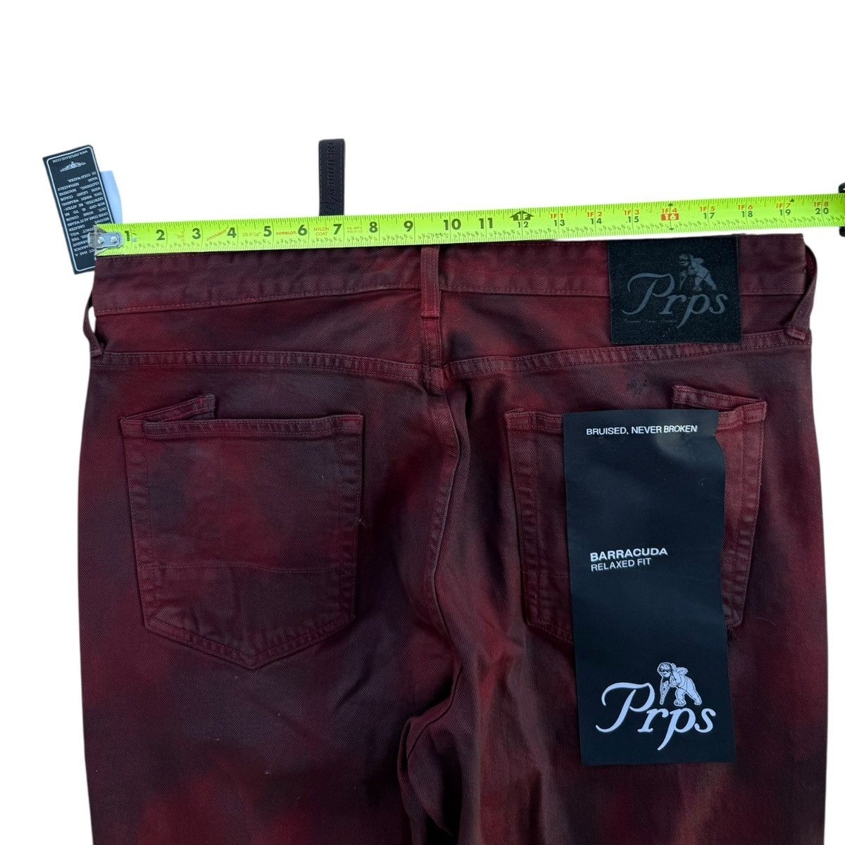 Prps PRPS Barracuda Relaxed Fit Maroon Overdyed Jeans 38 NWT Size US 38 / EU 54 - 11 Thumbnail