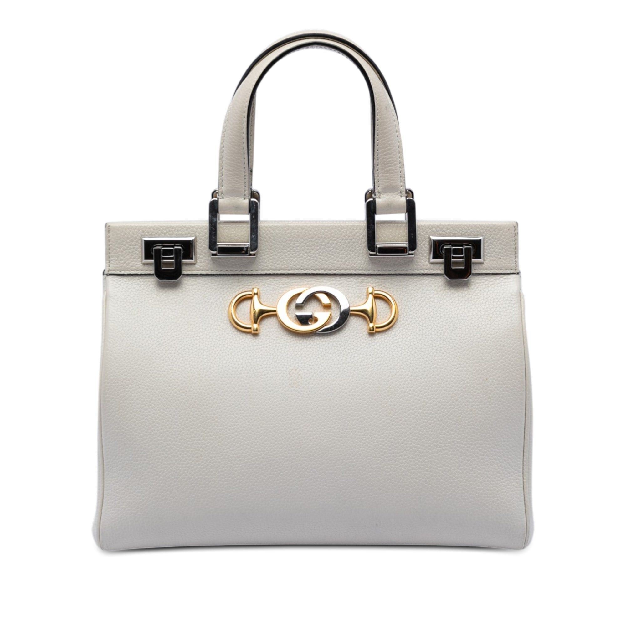 Gucci Small Grained Calfskin Zumi Top Handle Bag in White, Women's