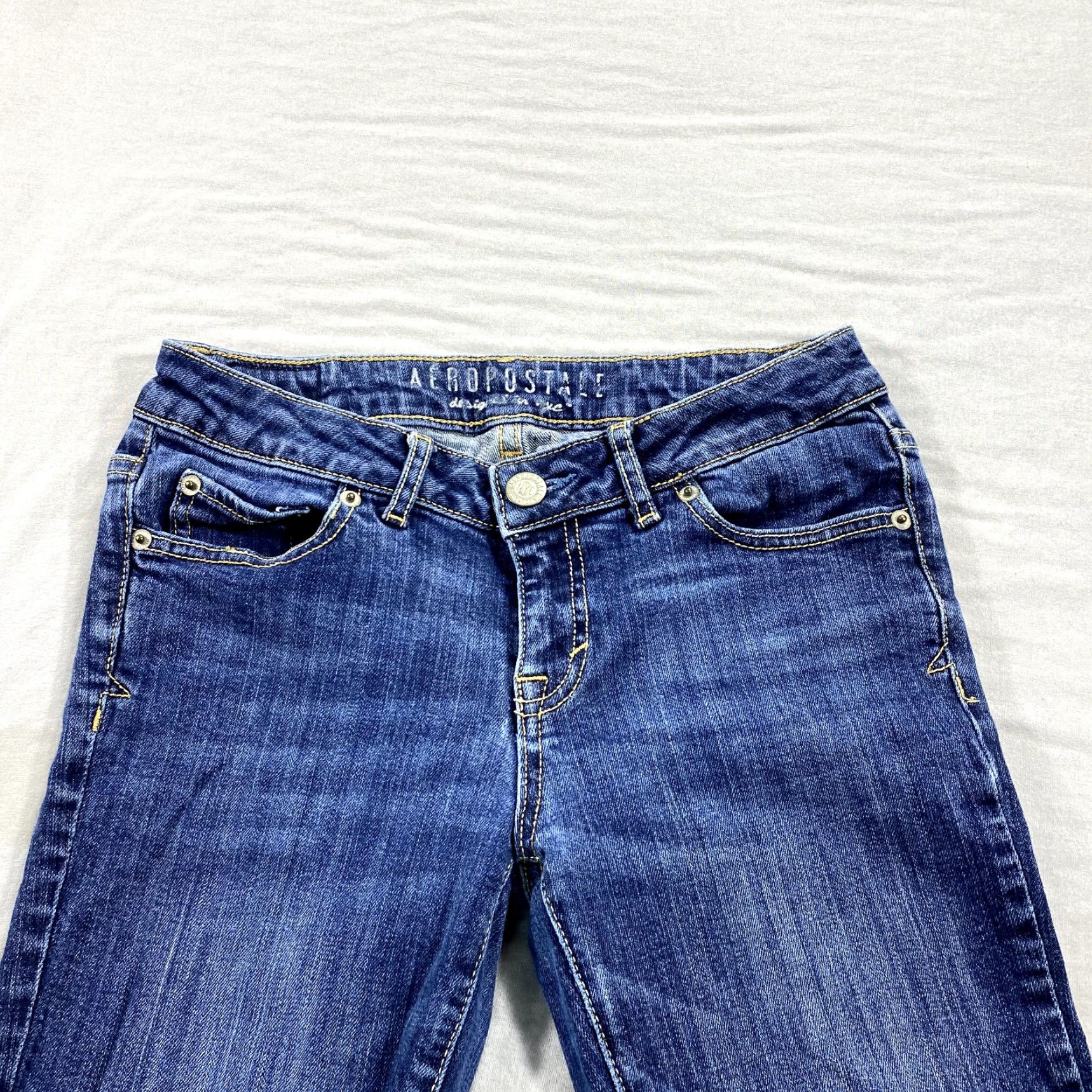 Vintage Aéropostale Jeans Womens 2 Blue Denim Skinny Low Rise Stretch 26x29 Size 26" / US 2 / IT 38 - 3 Thumbnail