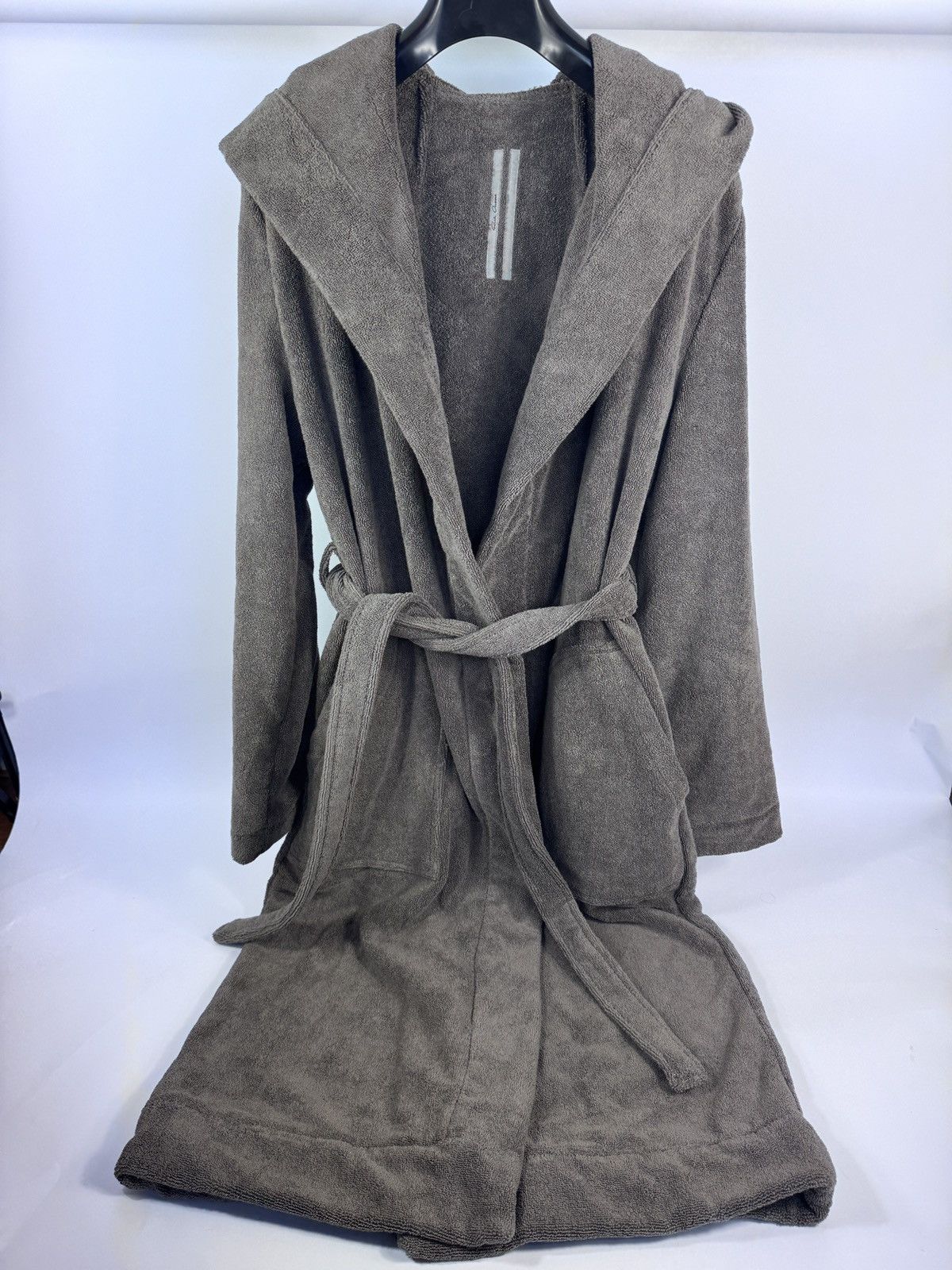 Rick Owens DUST LOGO JACQUARD COTTON HOODED BEACH ROBE Size ONE SIZE - 2 Thumbnail