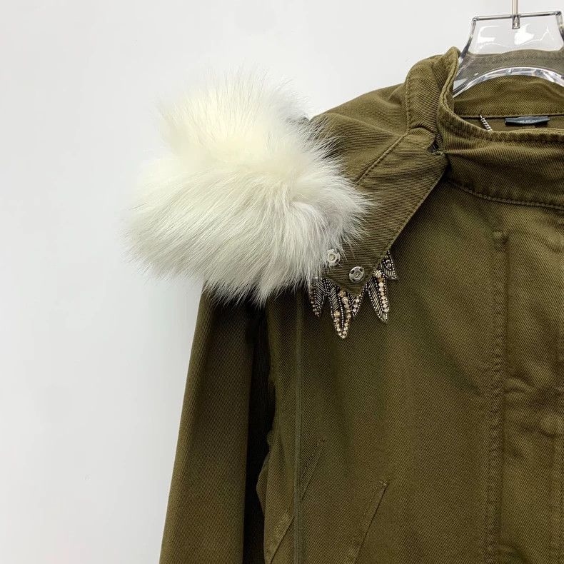 Alexander McQueen Alexander Mcqueen Army green diamond-inlaid cotton hooded Size XS / US 0-2 / IT 36-38 - 3 Thumbnail