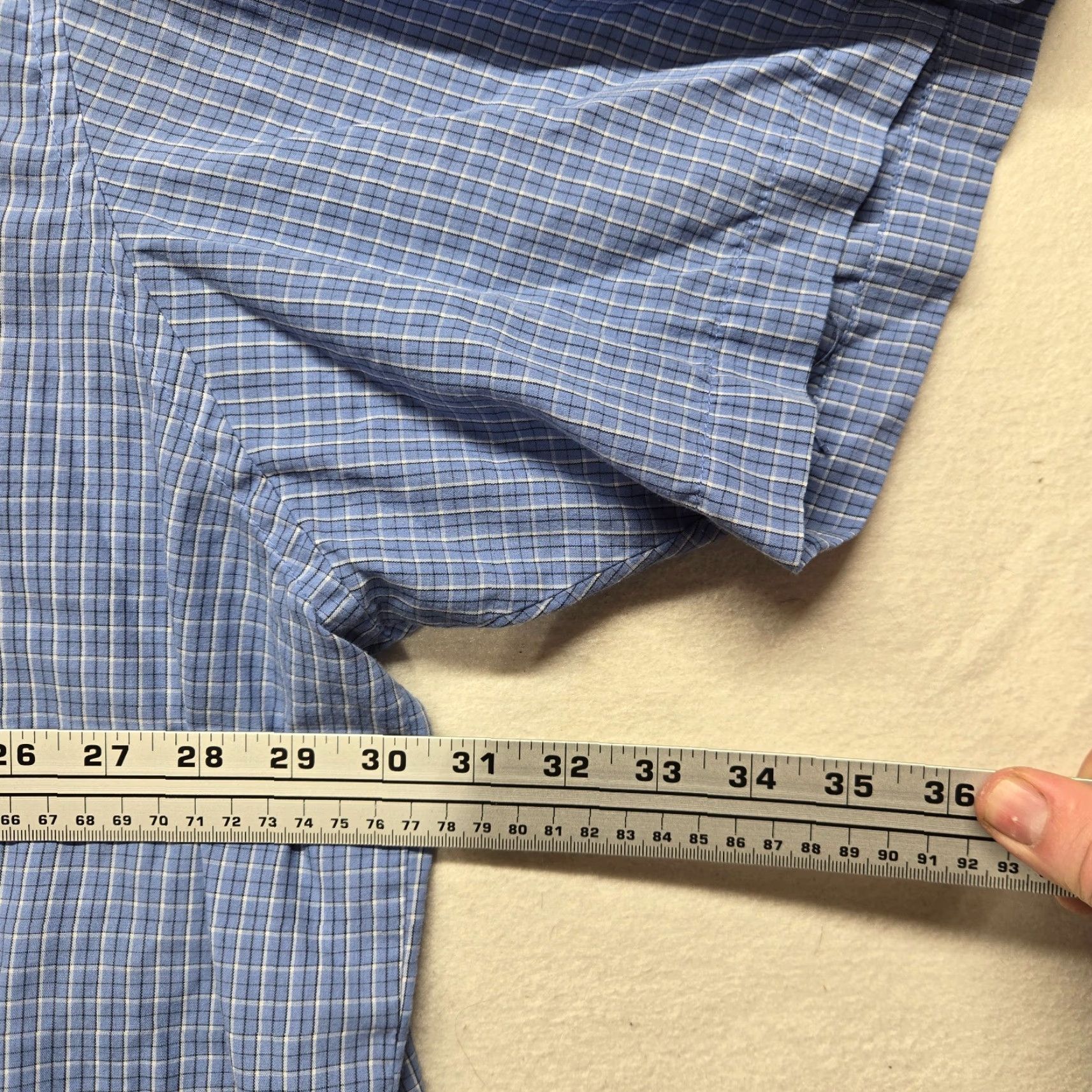 Van Heusen Van Heusen Shirt Blue 4XL Mens Button-Down Plaid Casual Dress Shirt Adult Big & Tall Cotton Size 48R - 5 Thumbnail