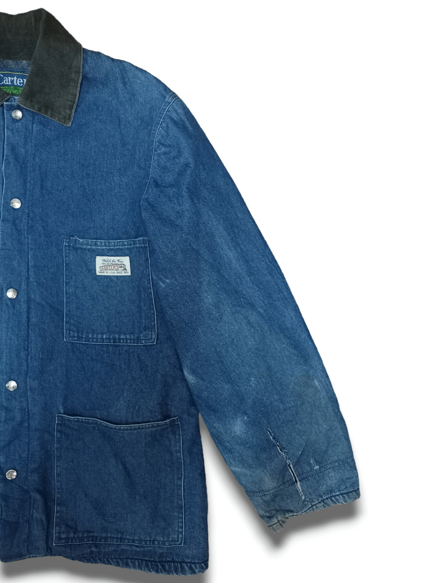 Designer Vintage 80s Carter's Blue Jeans Distressed Denim Jacket Size US L / EU 52-54 / 3 - 10 Thumbnail