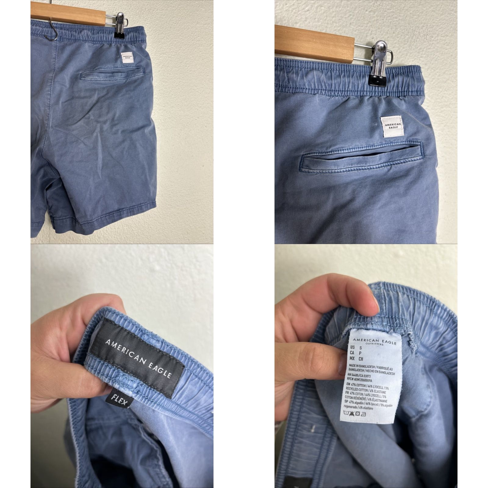 American Eagle Outfitters American Eagle Mens Small Blue Drawstring Shorts Cotton Lyocell 30x6 Size US 29 - 8 Thumbnail