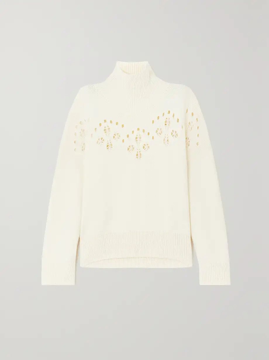 Chloe o1y0825 Turtleneck Sweater in Cream Size M / US 6-8 / IT 42-44 - 1 Thumbnail