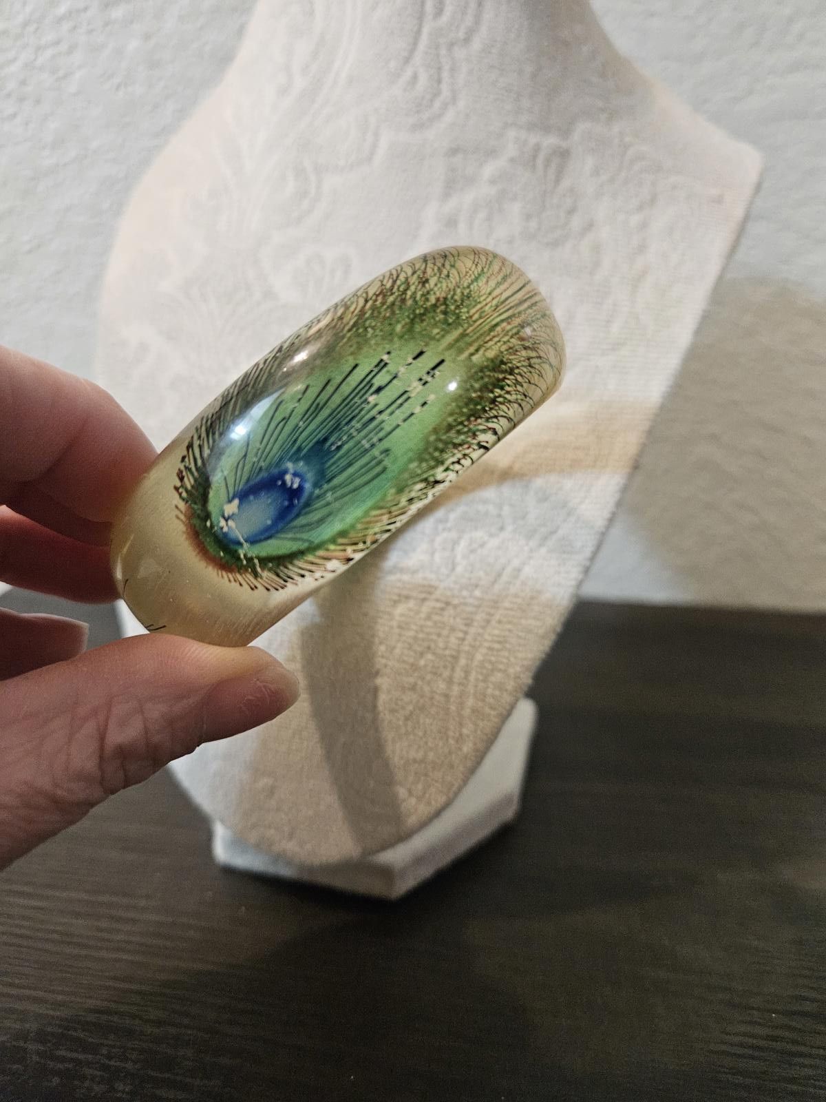 Other Vintage Peacock feather painted bangle Size ONE SIZE - 1 Thumbnail
