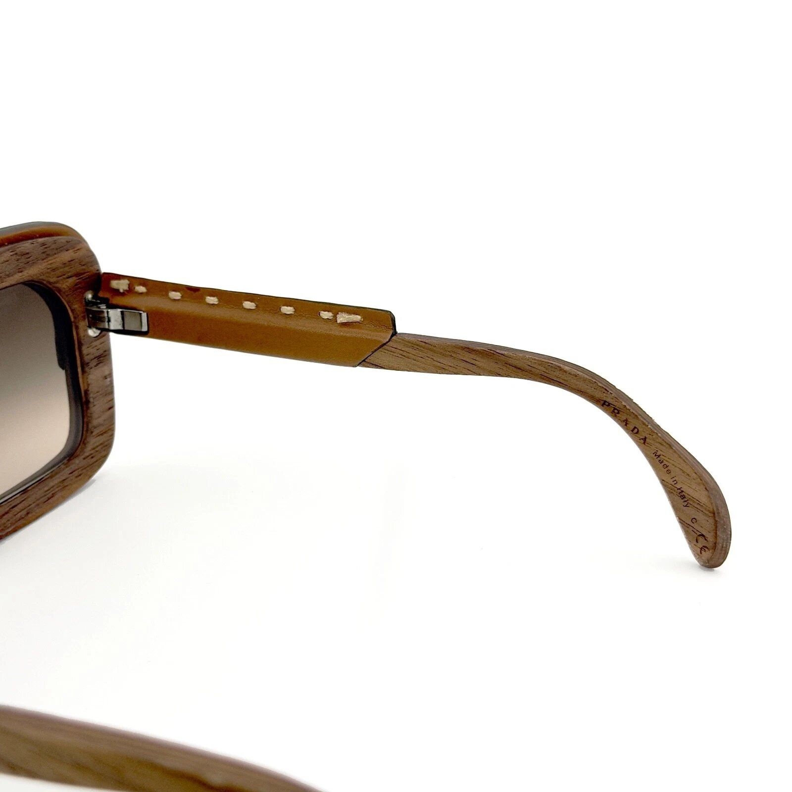 Prada PRADA 26R RAW Nut Light Brown Leather Sunglasses PR26RS 26RS Size ONE SIZE - 7 Thumbnail