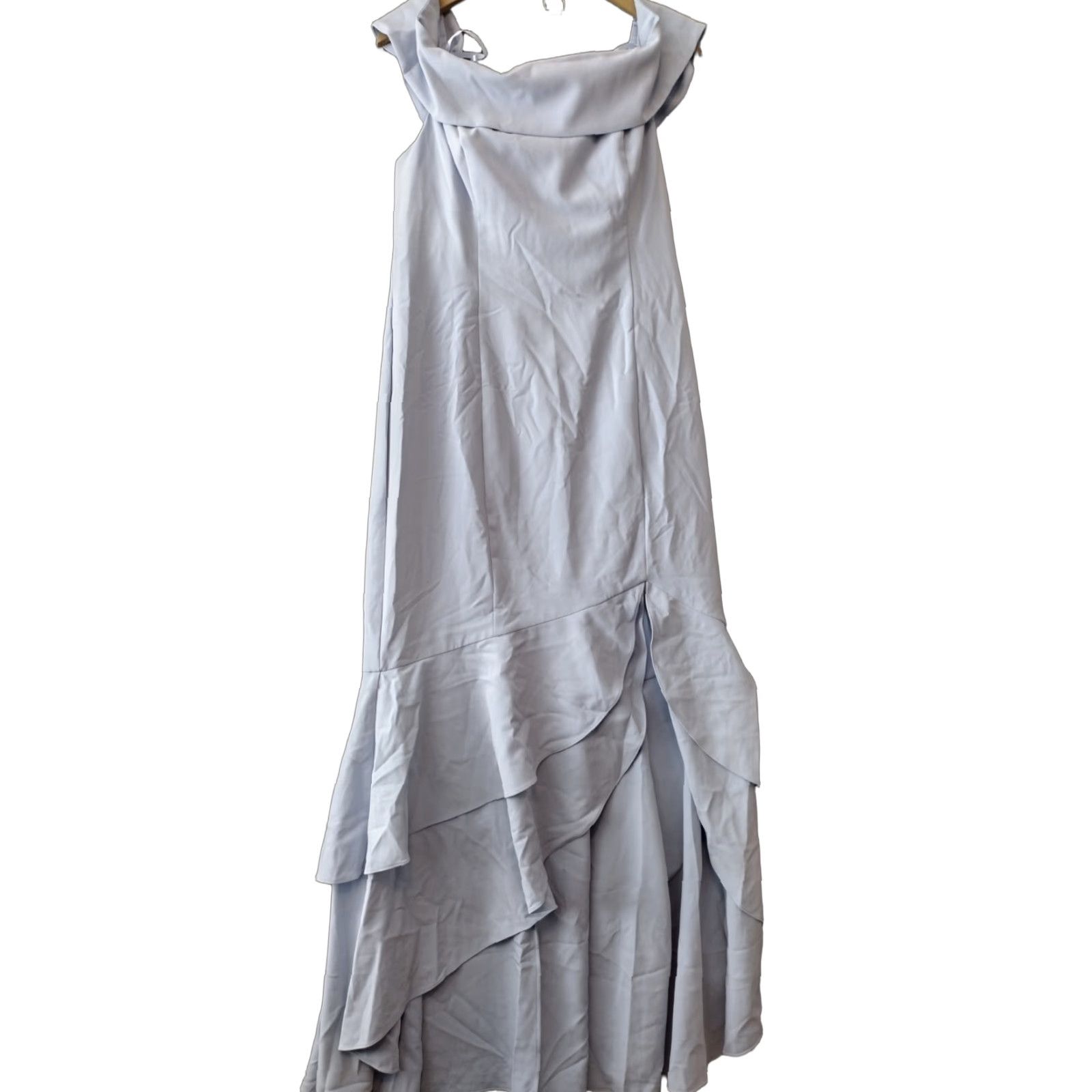 Adrianna Papell Adrianna Papell Women's Crepe Gown Dress Sleeveless Off the Shoulder Blue 16 Formal Wedding Maxi Ball Gown Elegant Sky - Womens - XS to XL? Size XXL / US 16-18 / IT 52-54 - 1 Thumbnail