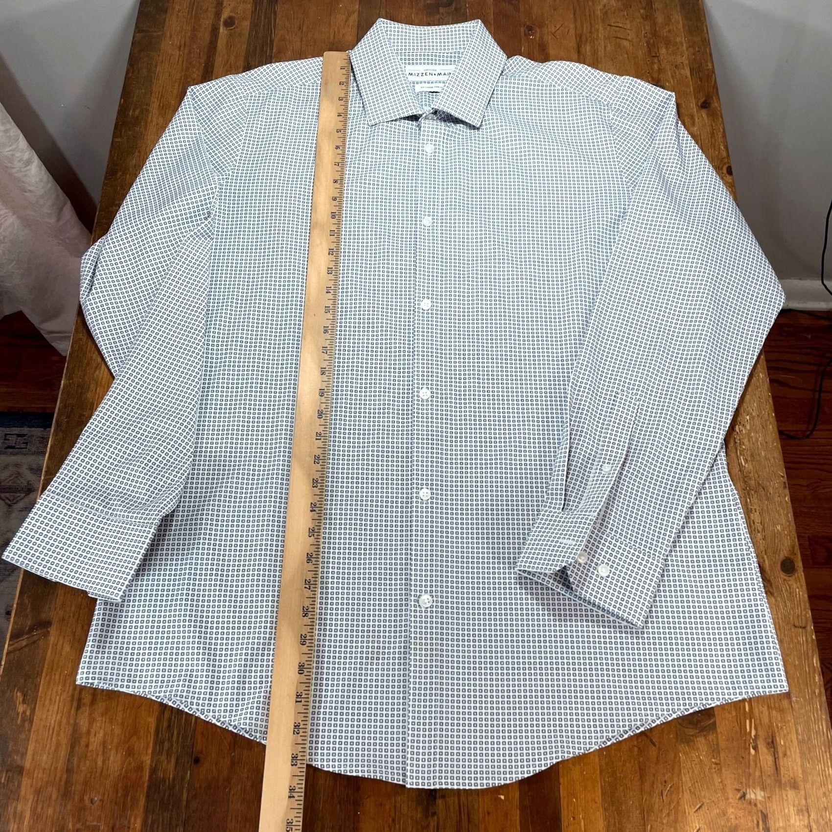 Mizzen+Main Mizzen + Main Shirt Mens 2XL XXL Button Up Stretch White Blue Trim Fit Size US XXL / EU 58 / 5 - 5 Thumbnail