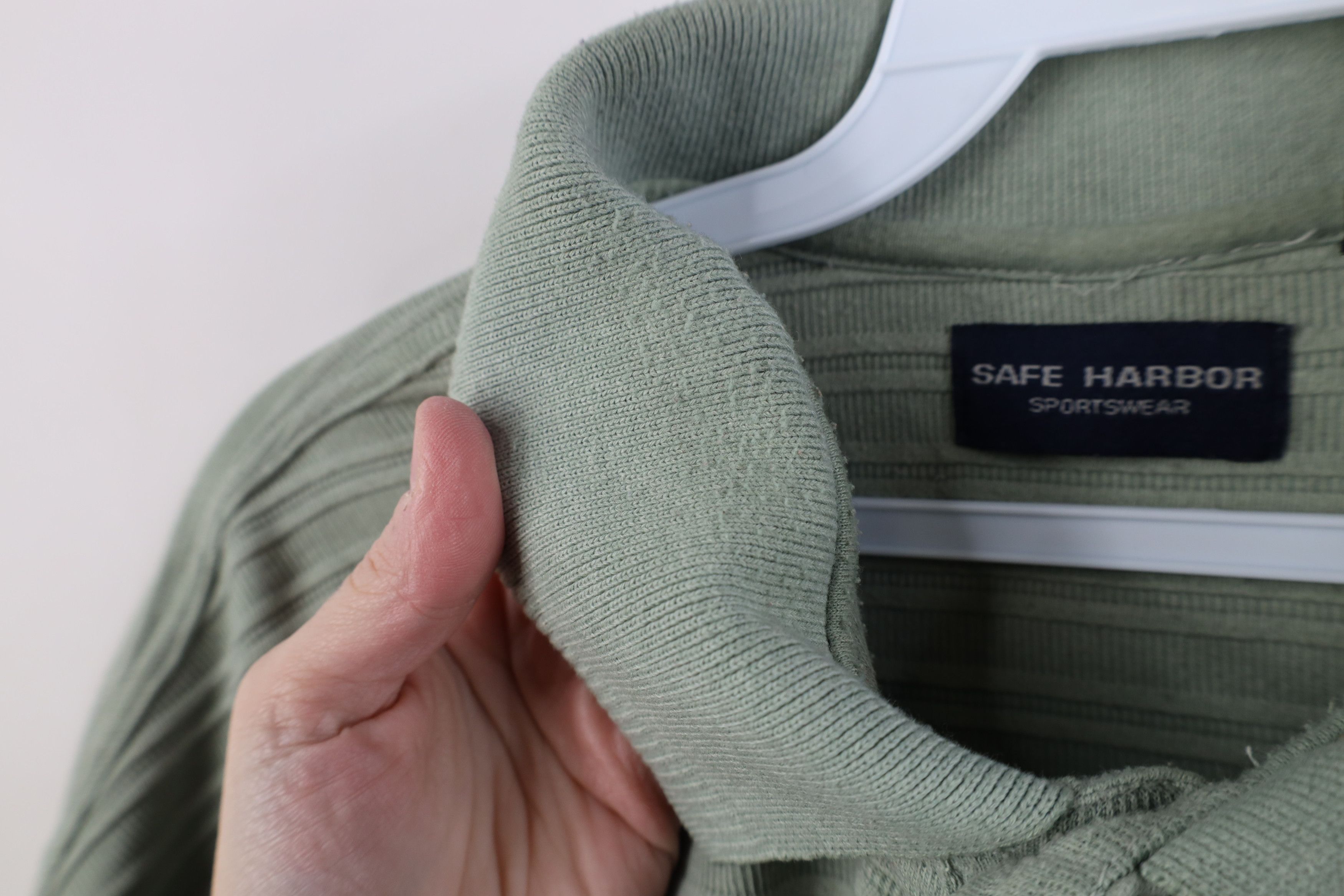 Vintage Vintage 90s Streetwear Ribbed Knit Pullover Polo Shirt Green Size US XL / EU 56 / 4 - 7 Thumbnail
