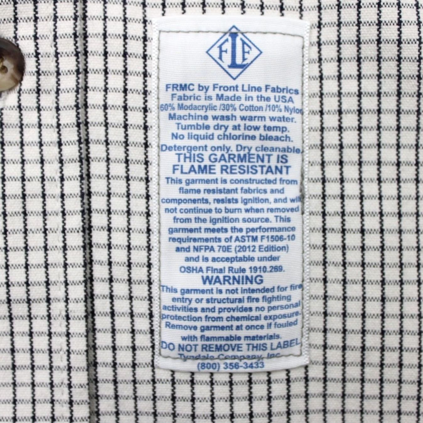 Vintage Tyndale FR Shirt Mens Large Black/White Tattersall Work Flame Resistant S/S Size US L / EU 52-54 / 3 - 5 Thumbnail