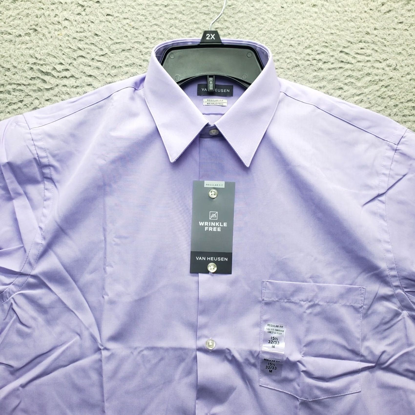 Van Heusen Van Heusen Dress Shirt Men M Purple Regular Button-Down Wrinkle Free Leaded by Van Heusen Shirt Mens M Purple Regular Knit? Size 40R - 5 Thumbnail