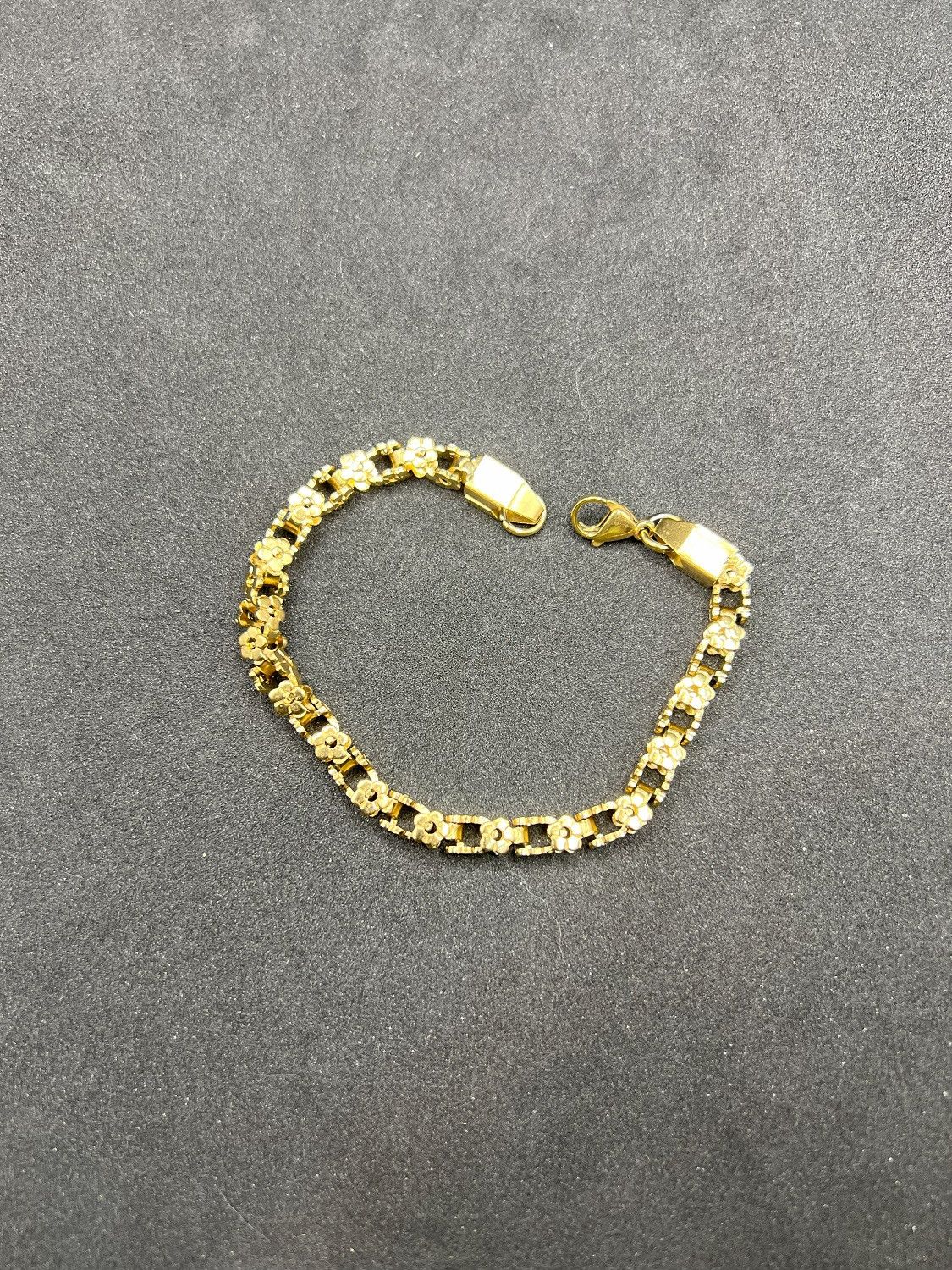 Jewelry Flower Stainless Steel Gold Chain Bracelet, Men's