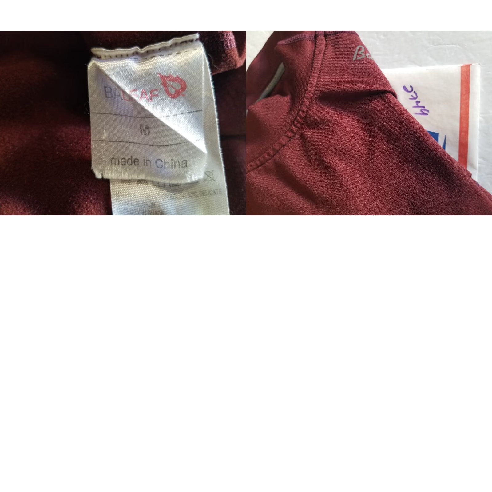 Vintage Baleaf Running Shirt Women's Size Medium Long Sleeve Mock Neck Thermal Fleece Pullover Burgundy Sports Activewear Easy Care Machine Washable Size M / US 6-8 / IT 42-44 - 9 Thumbnail