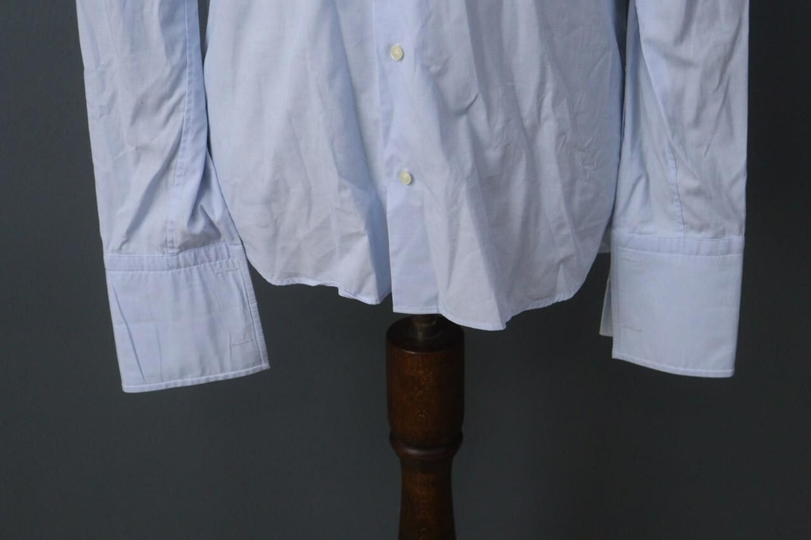 Designer Boggi Blue Cotton Collared Button Front Dress Shirt Size 40 Size 38R - 3 Thumbnail