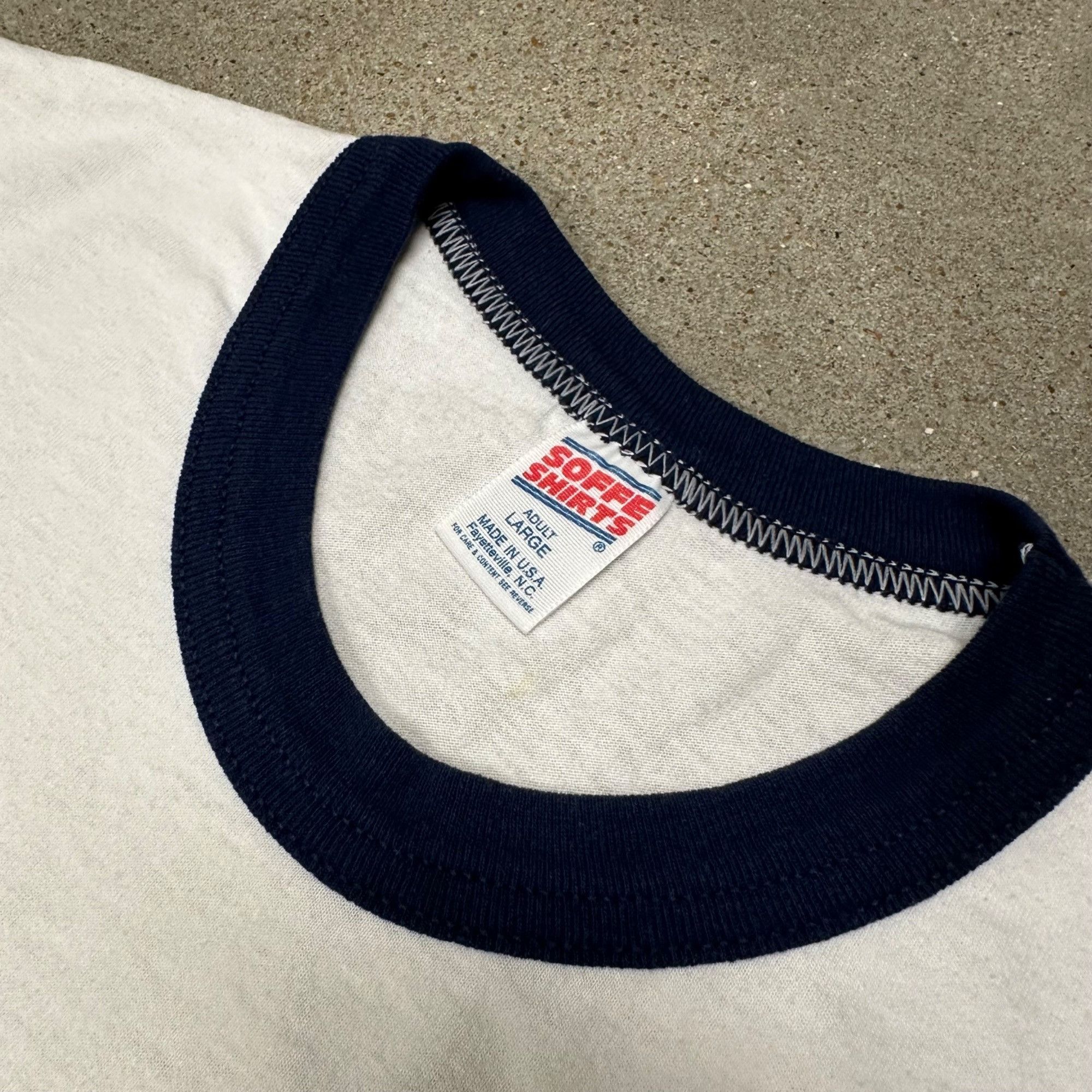 Vintage Vintage 1980s US Navy Military Ringer Tee Shirt Size US L / EU 52-54 / 3 - 2 Thumbnail