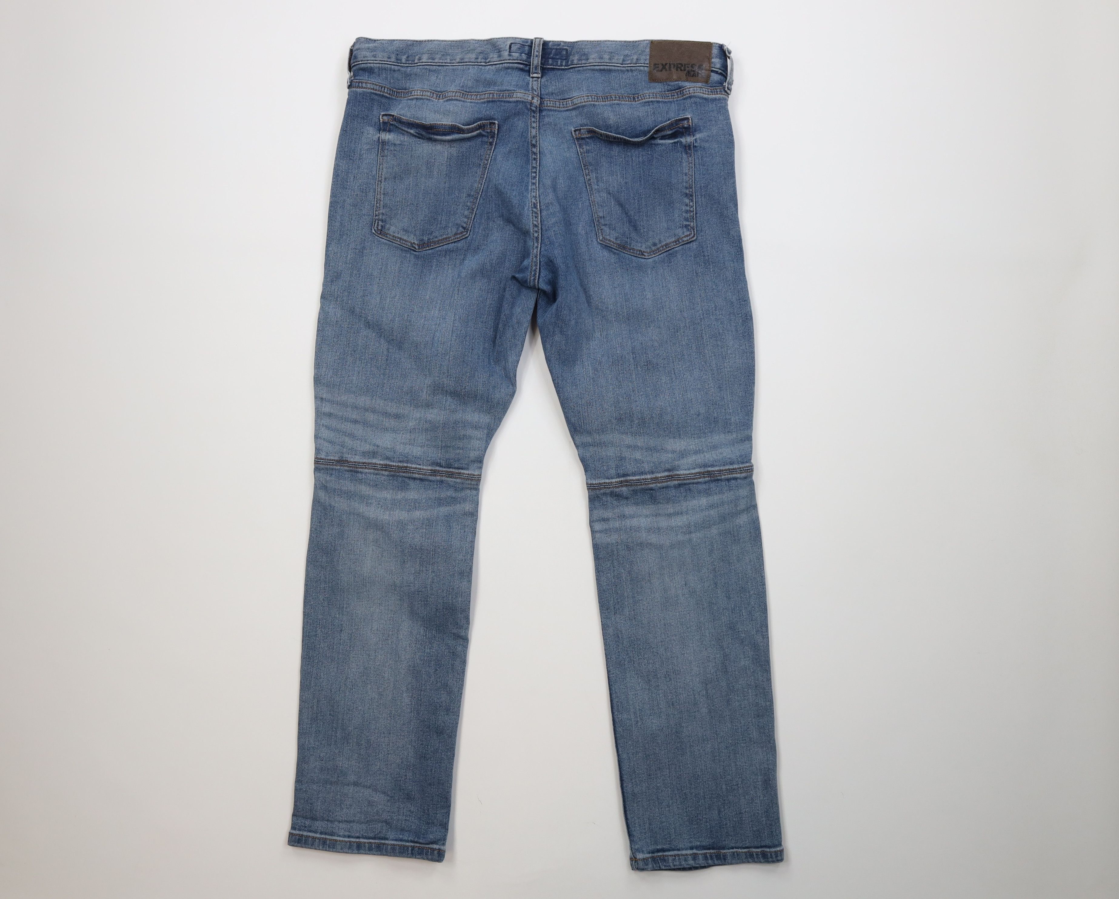 Express Express Slim Fit Skinny Leg Moto Motorcycle Denim Jeans Blue Size US 34 / EU 50 - 9 Thumbnail