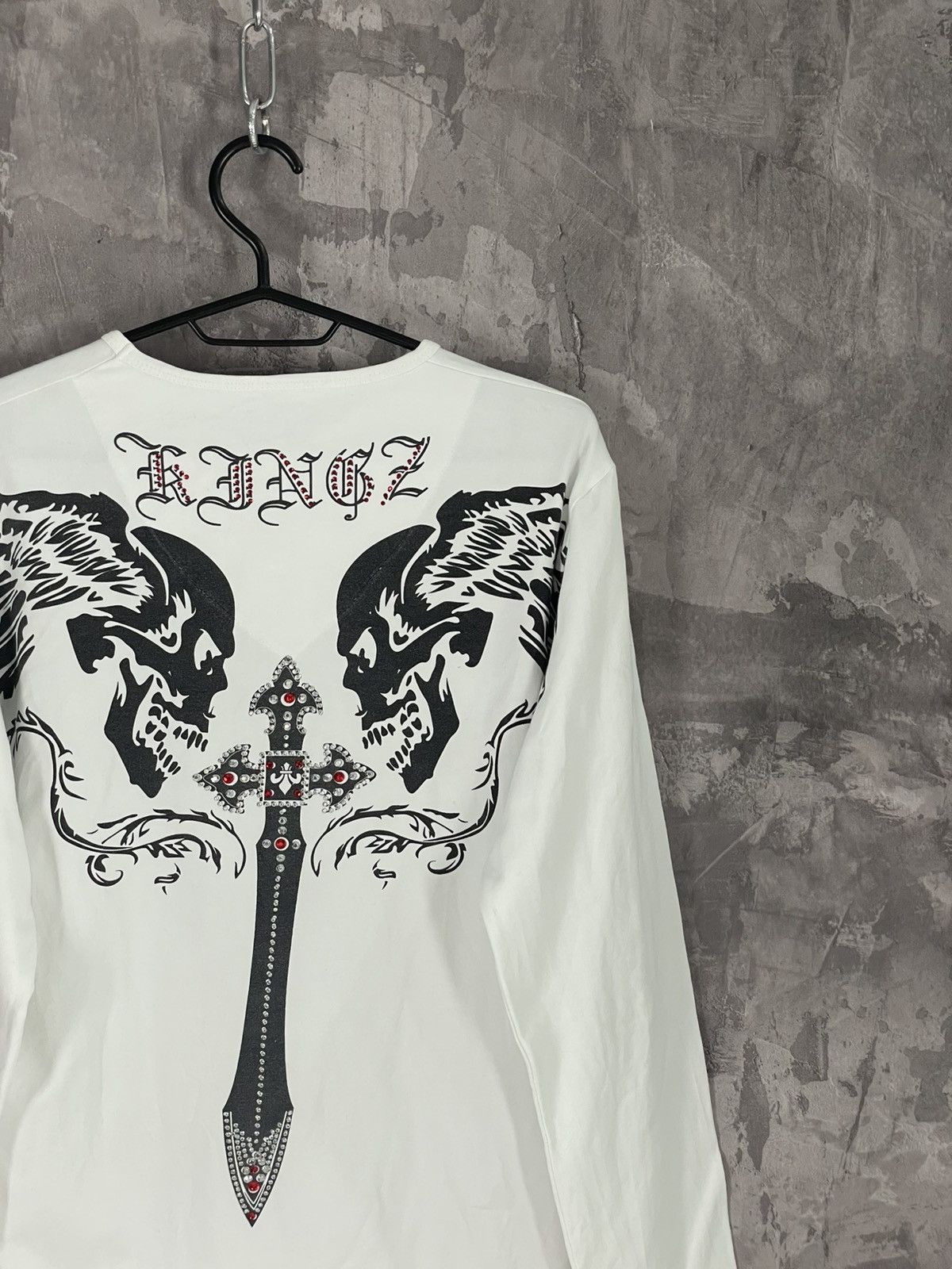 Vintage Cyber Y2K Gothic Skull Grunge Graphic Thermal LongSleeve Size XL / US 12-14 / IT 48-50 - 4 Thumbnail