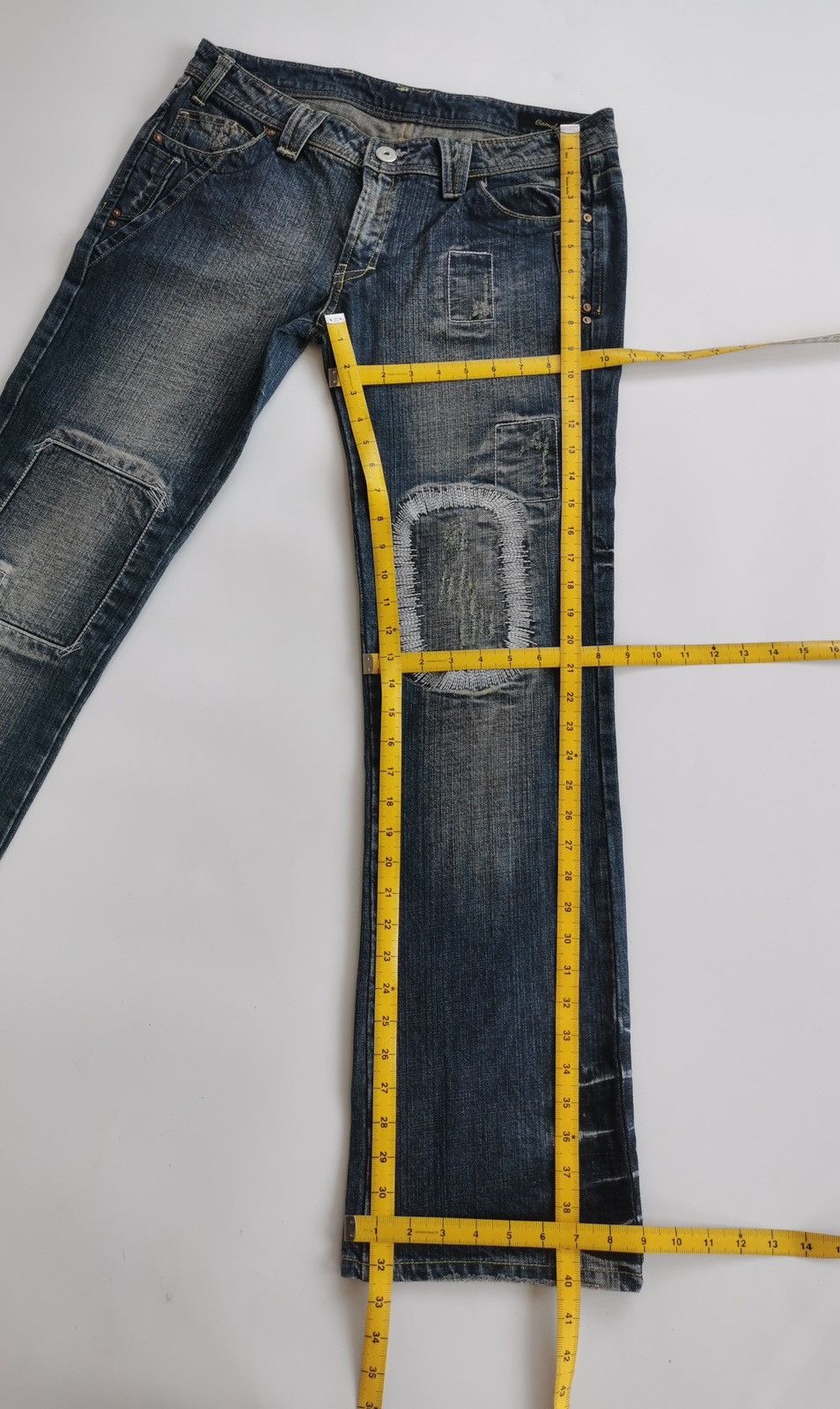 Japanese Brand Vintage Bootcut Camel Road Patchwork Denim Jeans Size 32" / US 10 / IT 46 - 9 Thumbnail