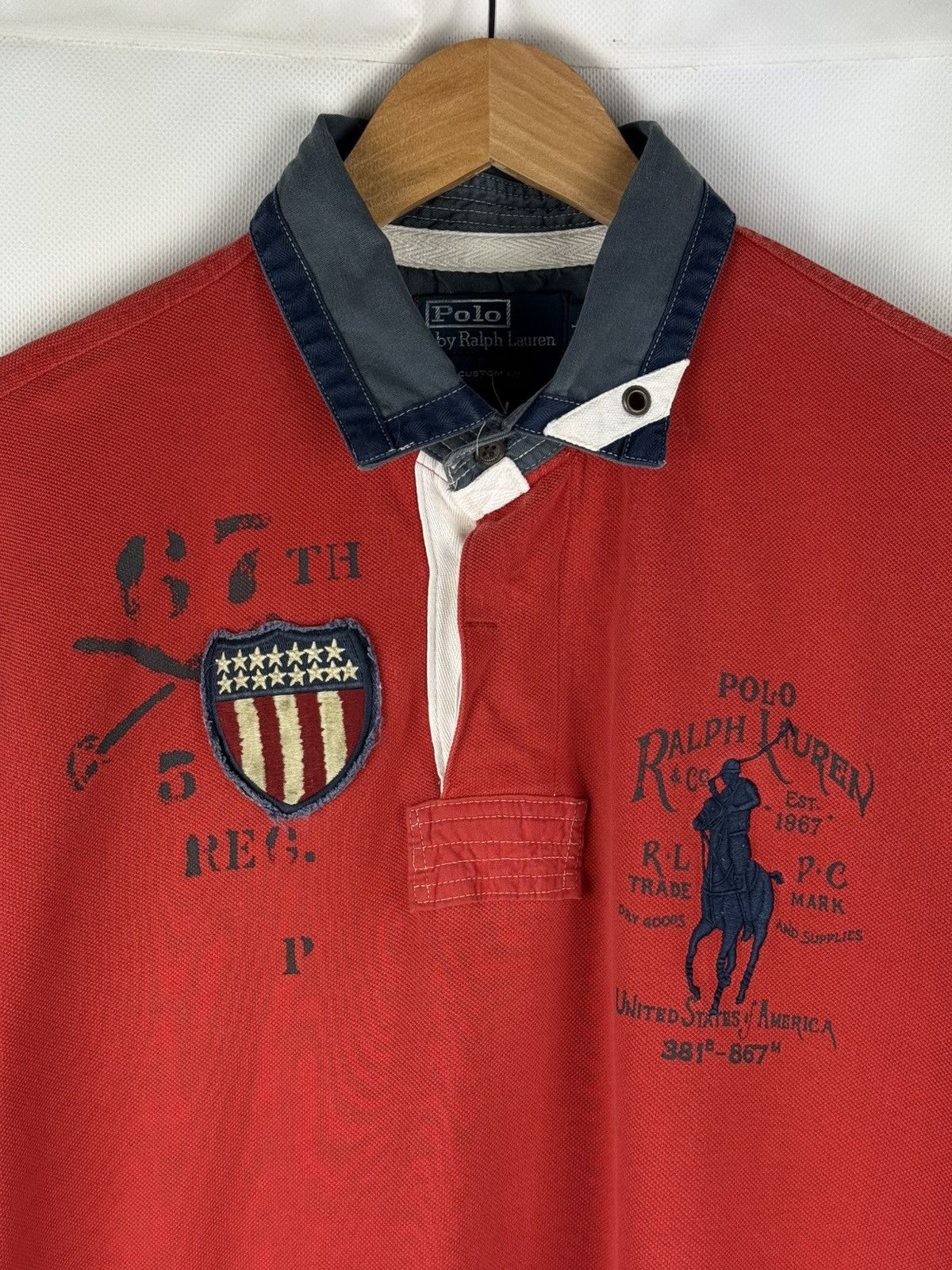 Polo Ralph Lauren Polo By Ralph Lauren Vintage Men USA Flag Logo Polo T Shirt Size US L / EU 52-54 / 3 - 8 Thumbnail