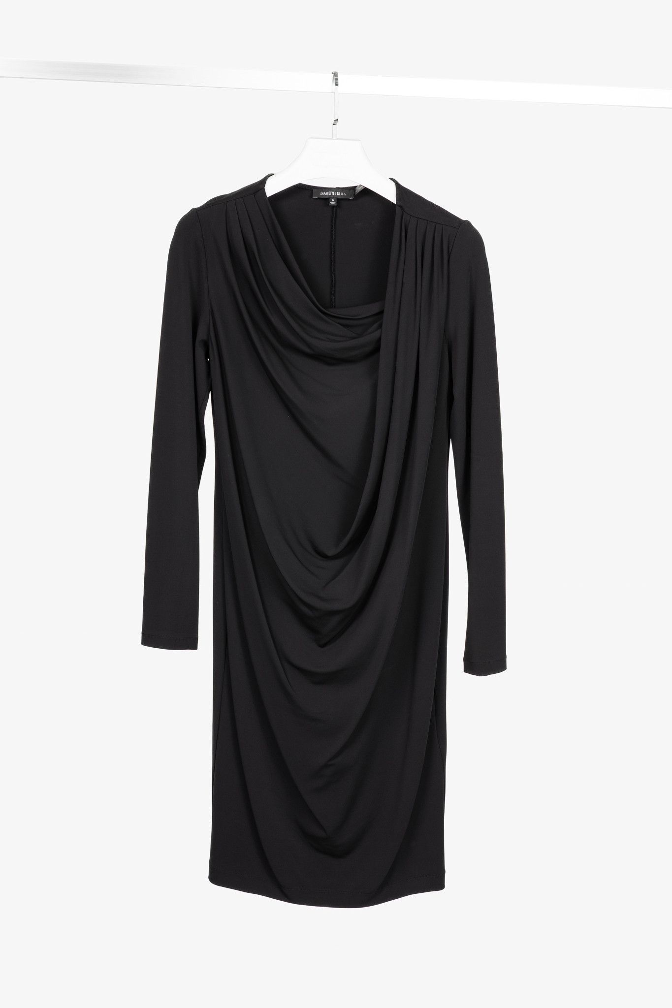 Lafayette 148 Lafayette 148 Black Jersey Draped Long-Sleeve Mini Dress Size M / US 6-8 / IT 42-44 - 1 Thumbnail