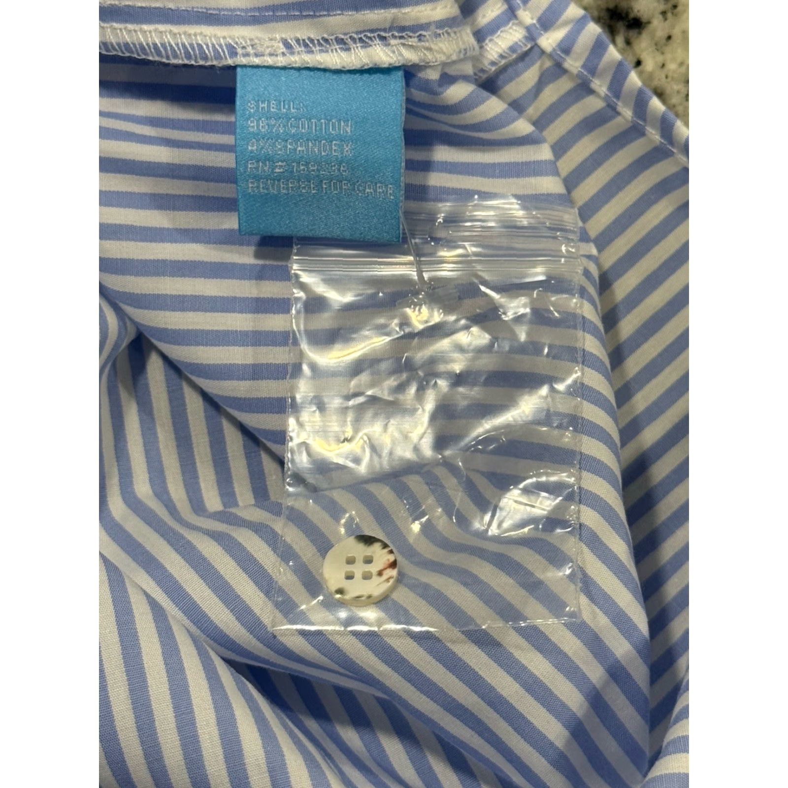 J.McLaughlin J. McLaughlin Shirt Dress Women M Blue-White Striped Midi Collared Pocket Button-Down Casual Dress Size M / US 6-8 / IT 42-44 - 7 Thumbnail