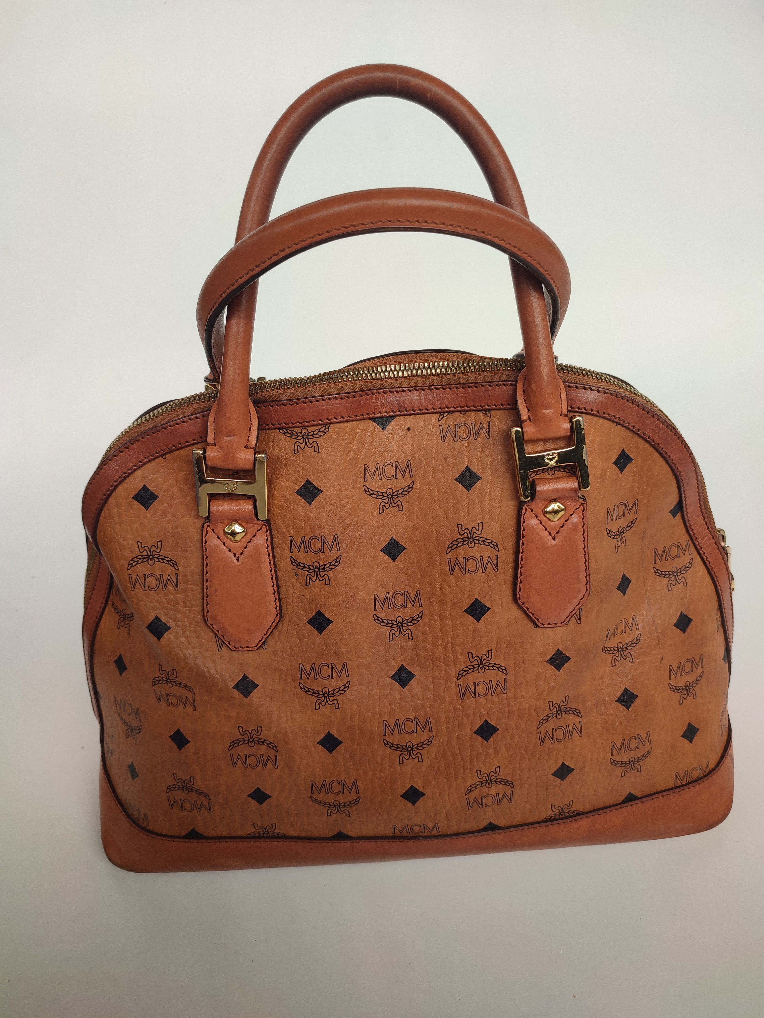 MCM AUTHENTIC MCM COGNAC HERITAGE ALMA HANDBAG Size ONE SIZE - 2 Thumbnail