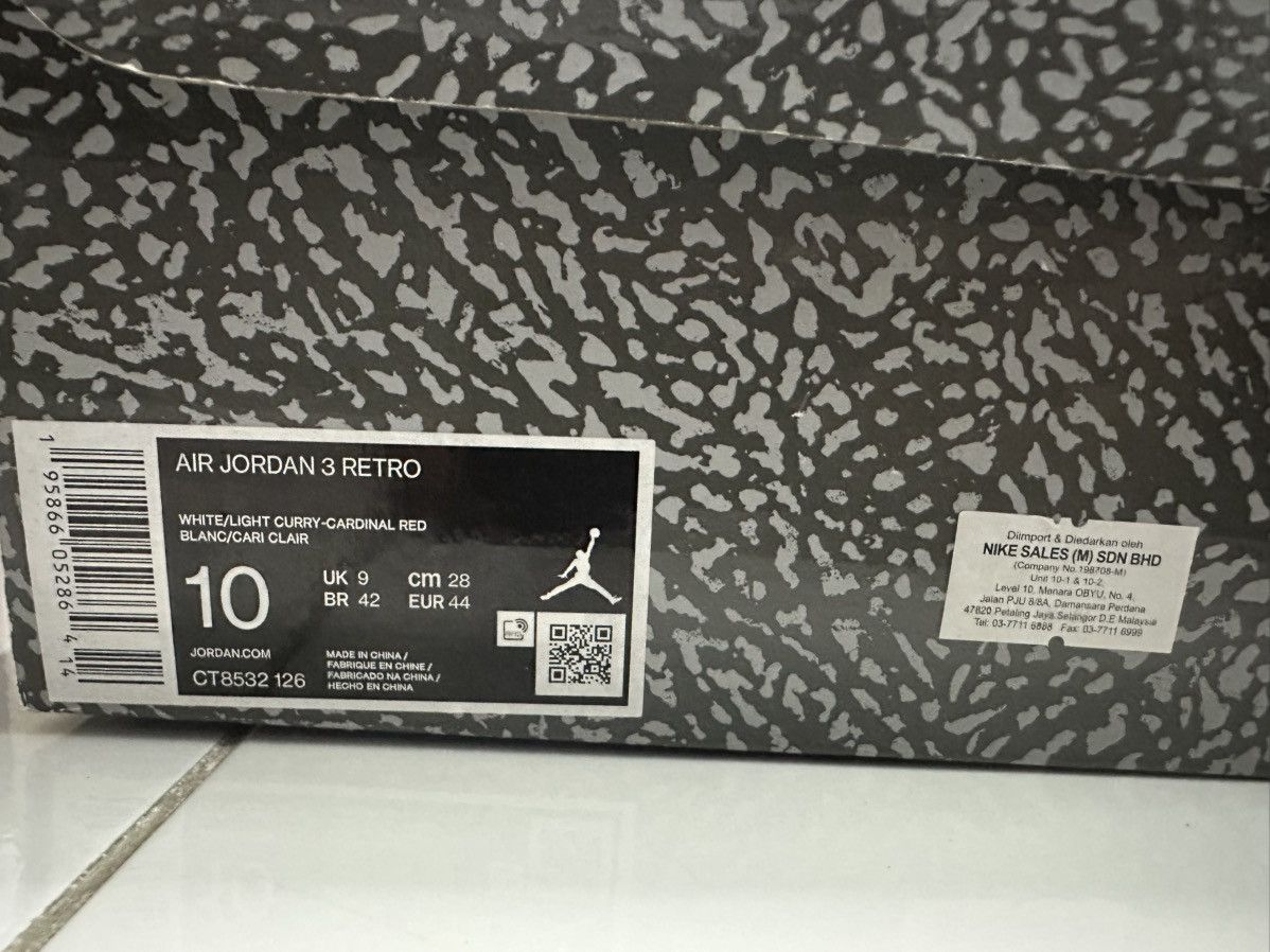 Jordan Brand × Nike Jordan 3 Retro Kardinal Red Size US 10 / EU 43 - 12 Thumbnail