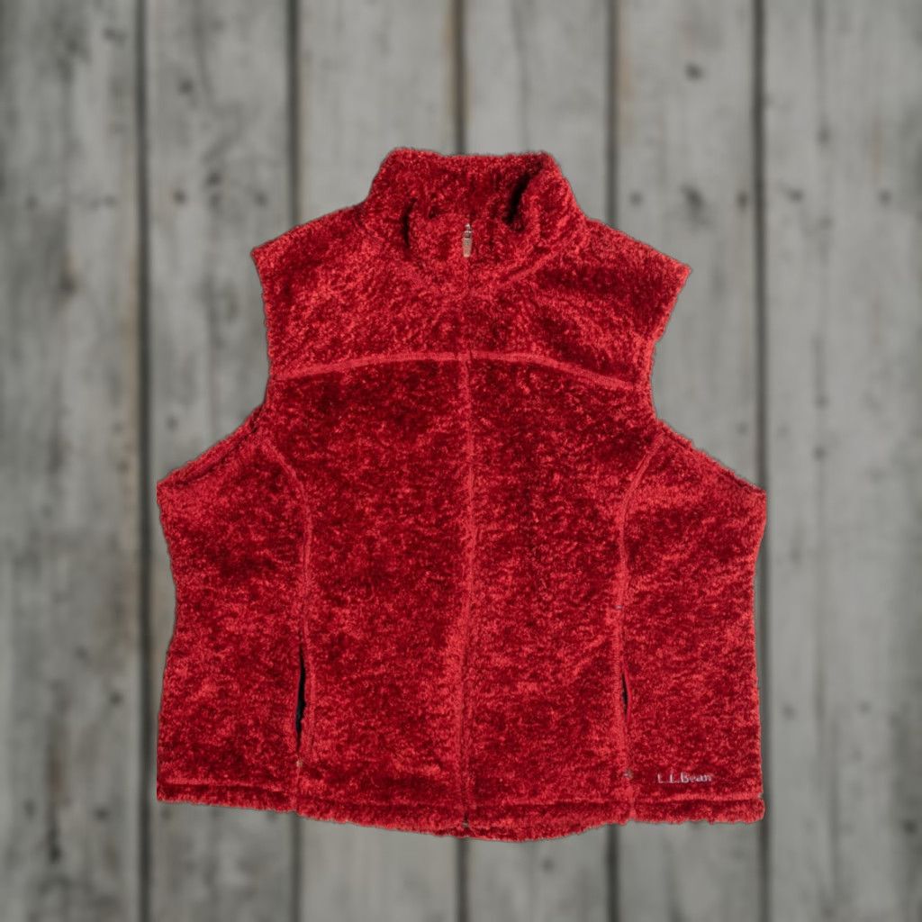 Vintage VINTAGE L.L. Bean Vest X-Large Red Fleece Sherpa Polyester Wool? Size US XL / EU 56 / 4 - 1 Thumbnail