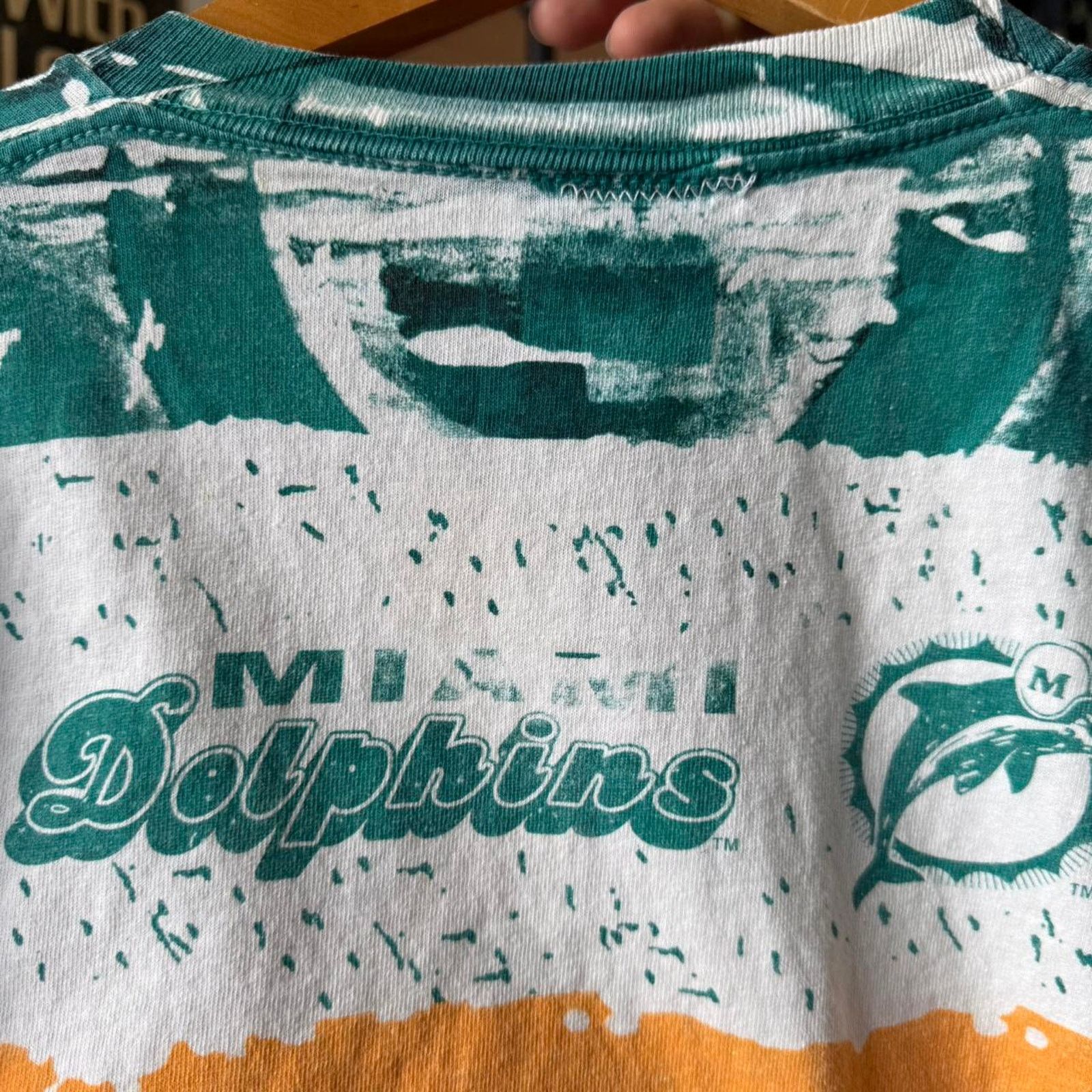 NFL × Vintage Vintage 90s Miami Dolphins NFL All Over Print T-Shirt Size US L / EU 52-54 / 3 - 7 Thumbnail