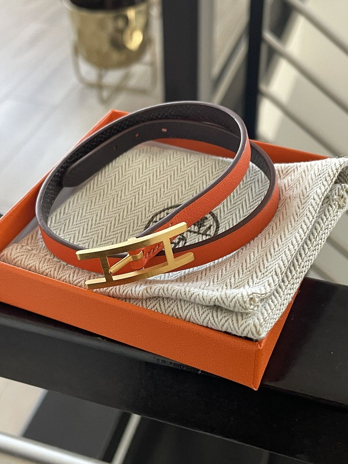 image of Hermes Behapi Double Tour Bracelet in Brown, Men's