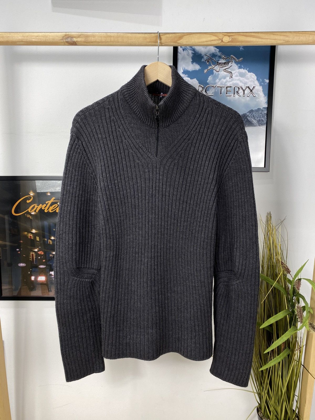 Prada × Vintage Vintage Prada ribbed texture wool zip