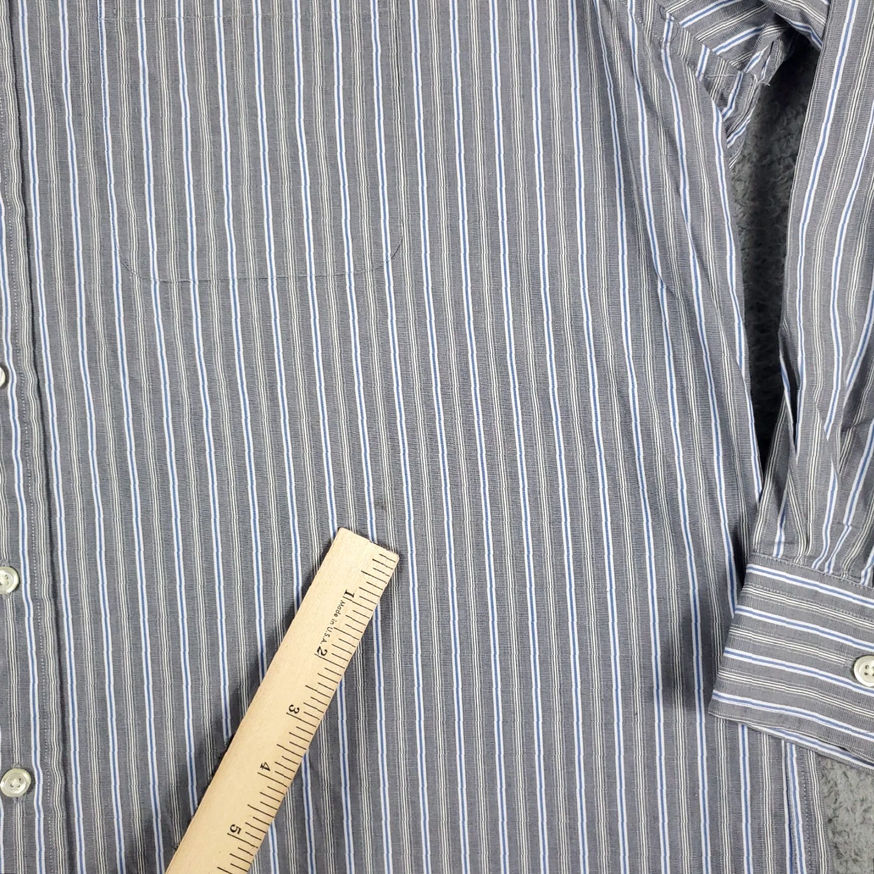 Tommy Hilfiger Tommy Hilfiger Shirt Mens 2XL Gray Striped Button-Up Long Sleeve Cotton Classic Casual Size US XXL / EU 58 / 5 - 3 Thumbnail