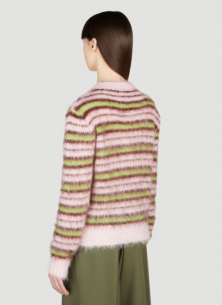 Marni o1w1db10125 Fuzzy Stripe Sweater in Multicolor Size L / US 10 / IT 46 - 4 Thumbnail