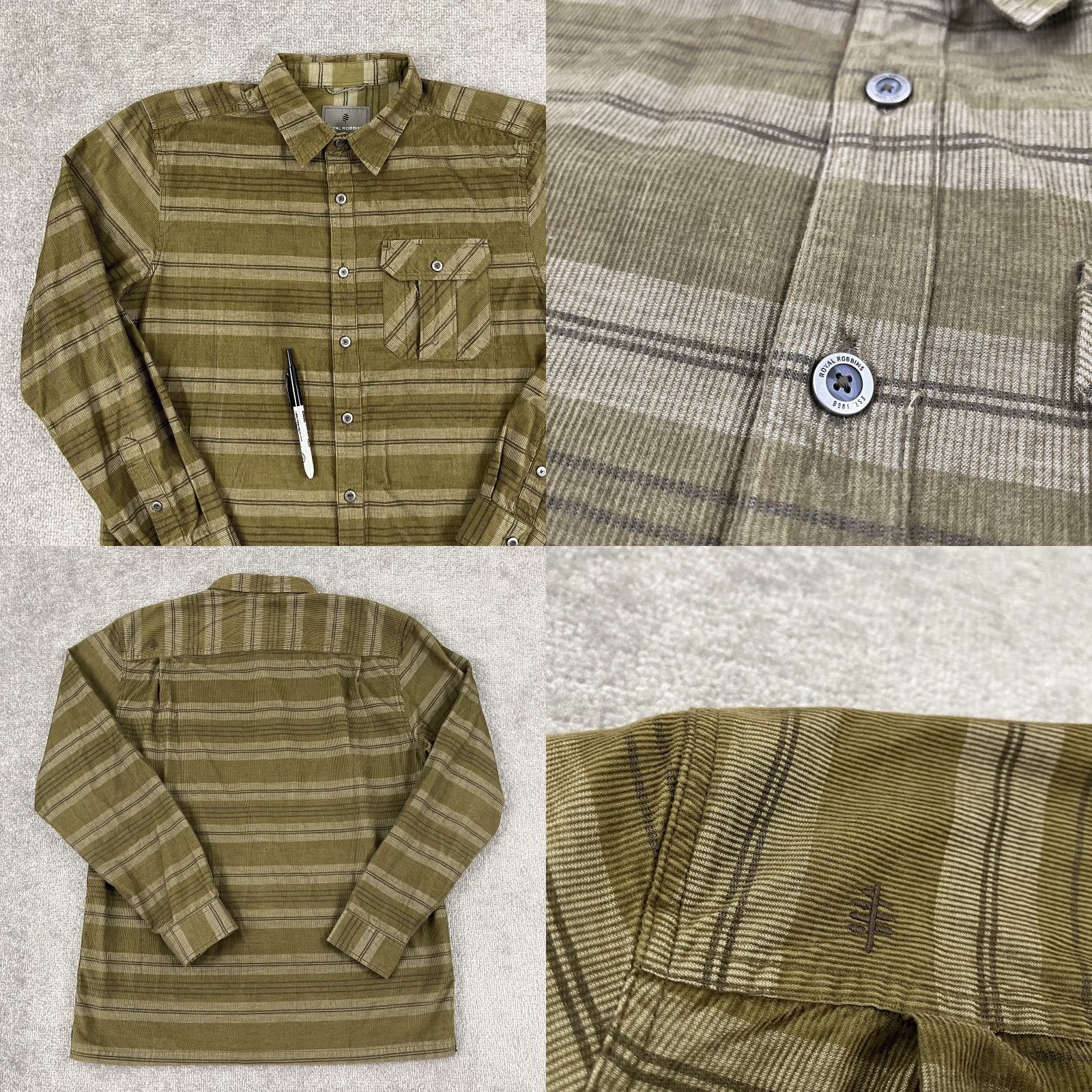 Royal Robbins Royal Robbins Shirt Mens Large Brown Green Striped Corduroy Button Up Hiking Size US L / EU 52-54 / 3 - 8 Thumbnail