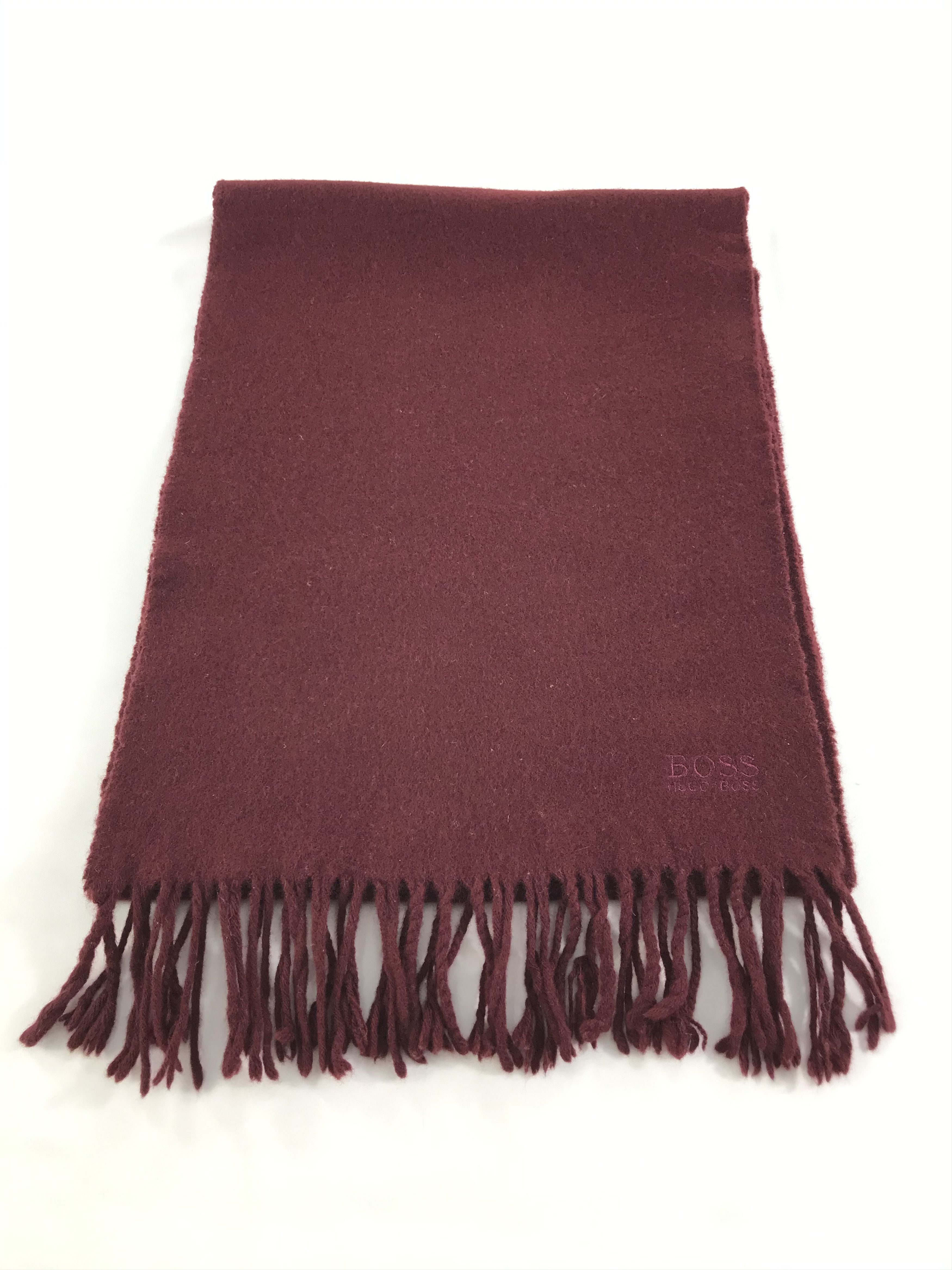 Hugo Boss Hugo Boss Burgundy Wool Scarf Muffler Neck Wrap V34 Size ONE SIZE - 2 Thumbnail